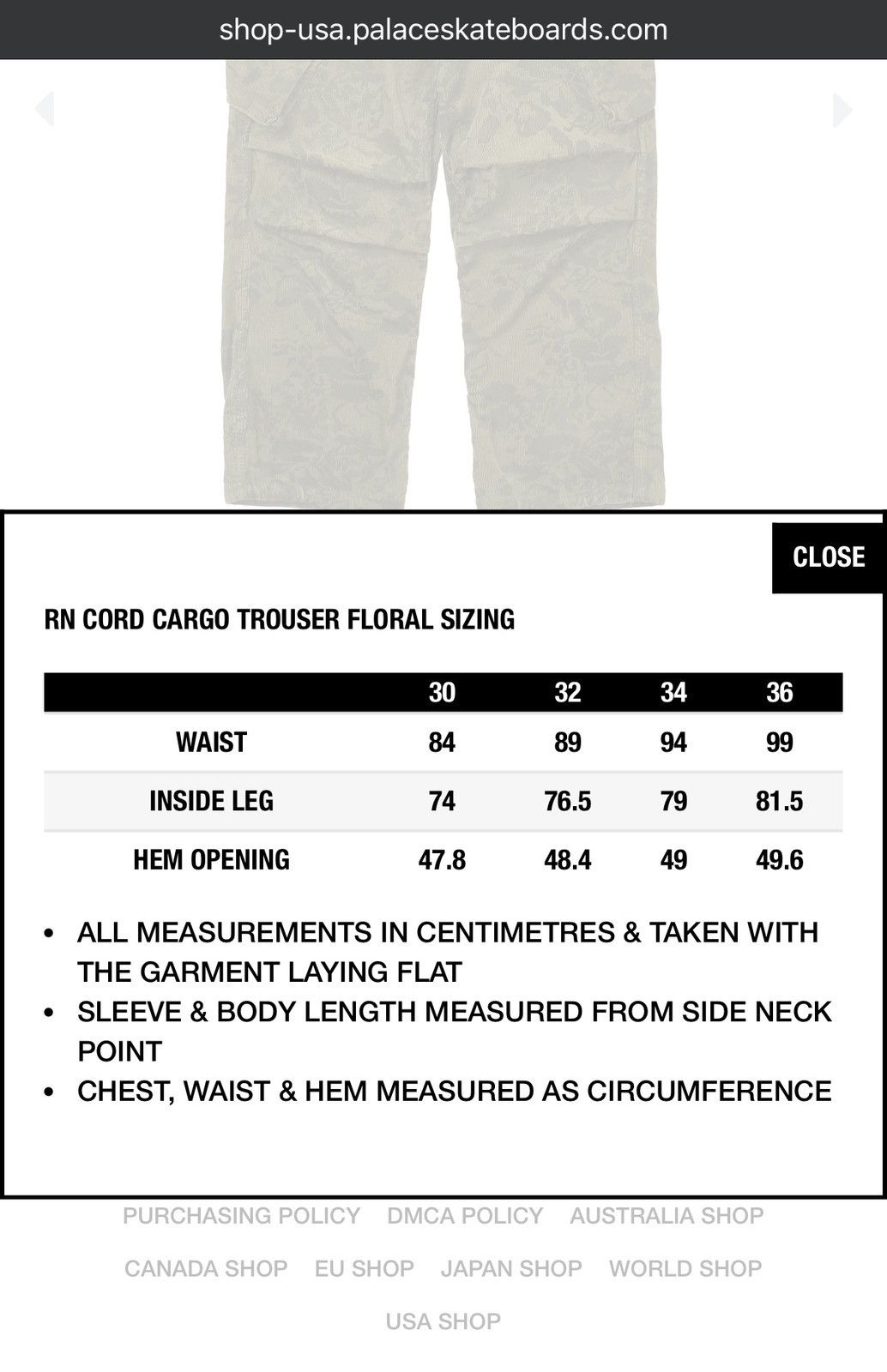 Palace PALACE RN CORD CARGO TROUSER Size US 34 / EU 50 - 9 Thumbnail
