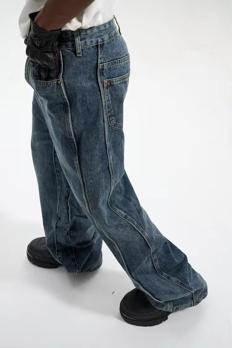 Jean × Vintage Twisted Wave Baggy Vintage Blue Jeans Size US 32 / EU 48 - 4 Thumbnail
