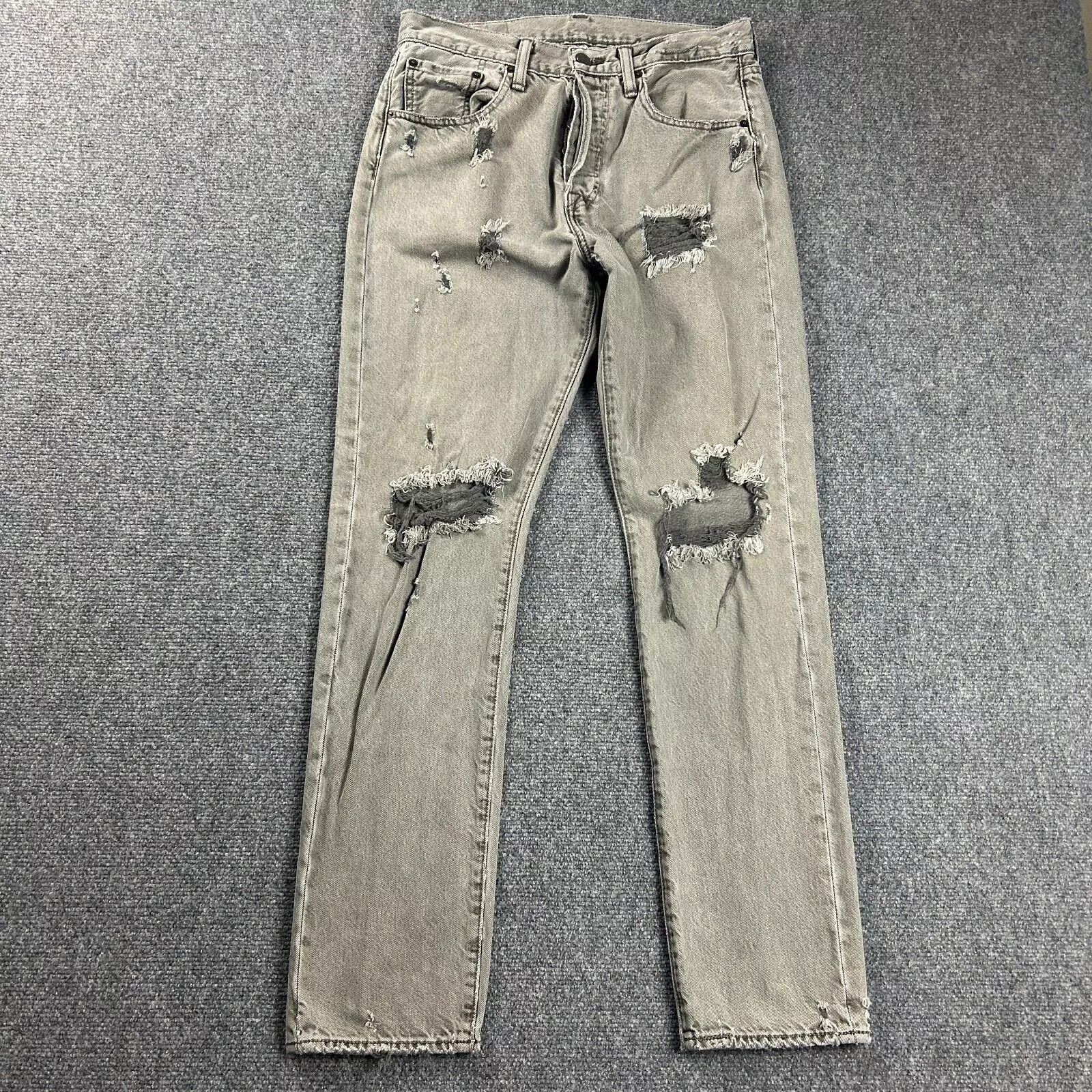 Levi's Levi's Jeans Mens 29x32 Gray Denim 501 CT Skinny Distressed Size US 29 - 1 Thumbnail