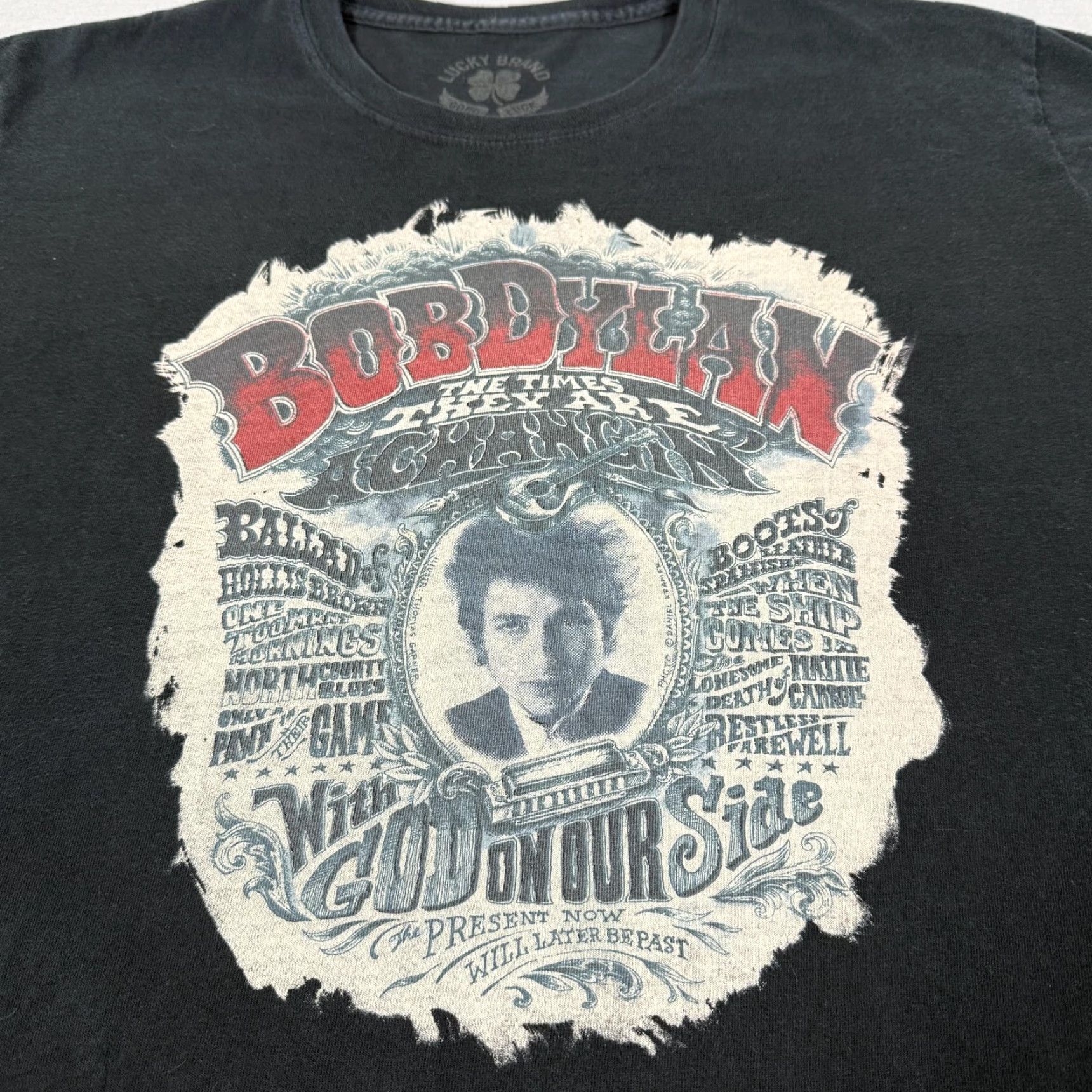 Lucky Brand Lucky Brand Shirt Men 2XL Black Bob Dylan Folk Music Band Tee Times Are Changing Shirt Size US XXL / EU 58 / 5 - 3 Thumbnail