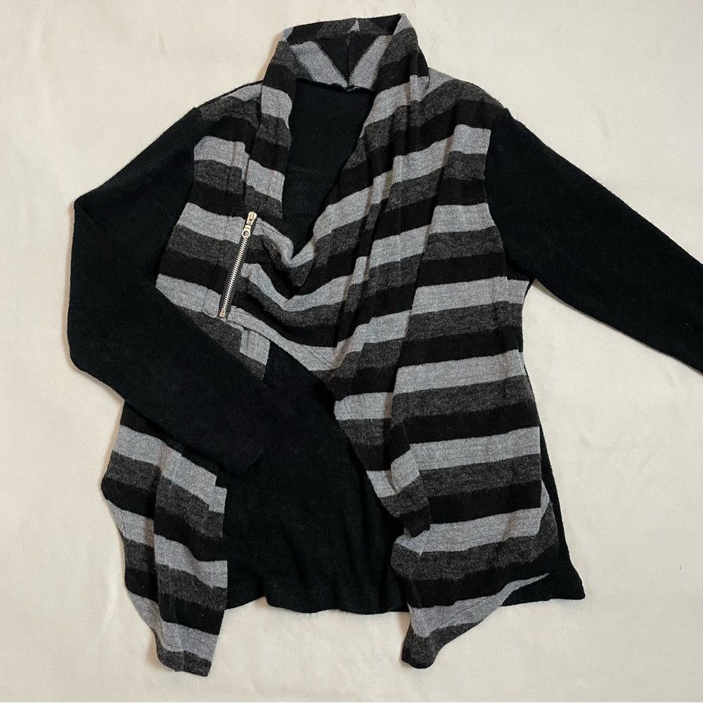 Other Panitti Striped Zip Detail Black Grey Sweater Cardigan Size Size M / US 6-8 / IT 42-44 - 6 Thumbnail
