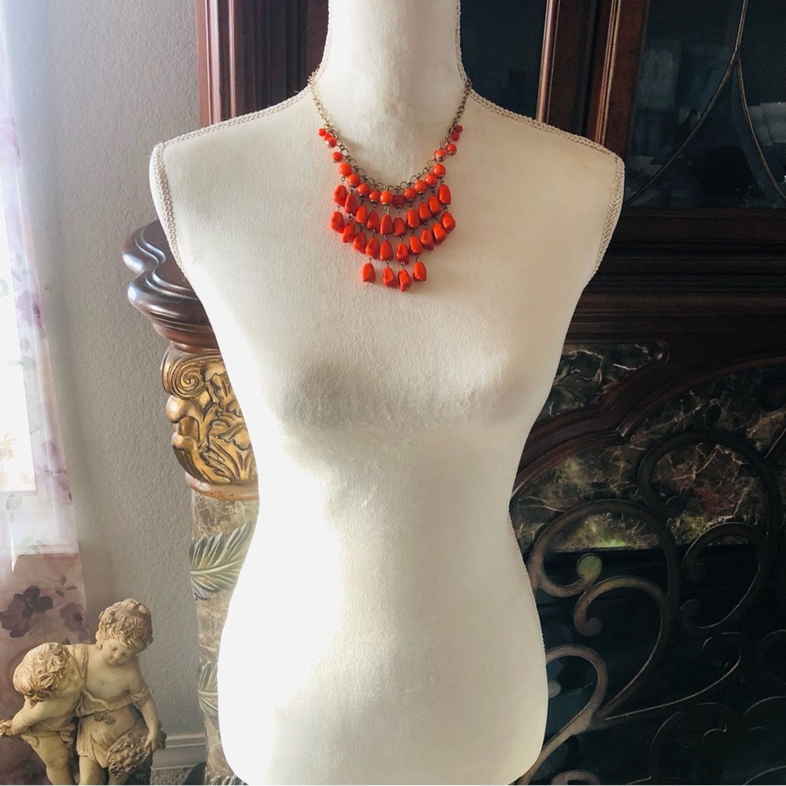 Jewelry Bright orange resin beaded chain necklace Size ONE SIZE - 6 Thumbnail