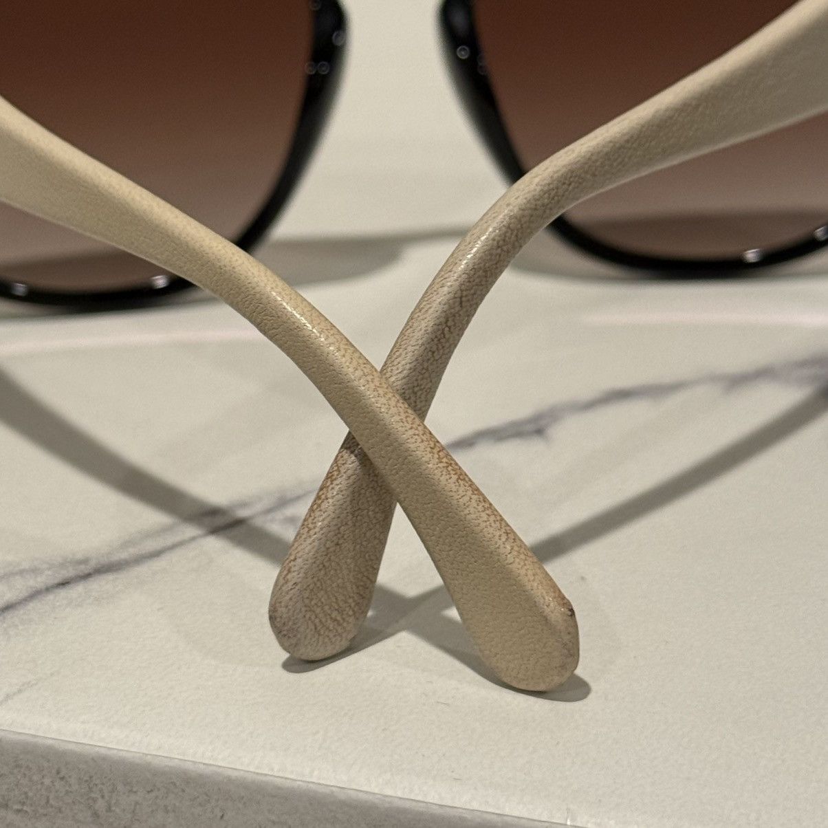 Chanel Chanel 5455-Q-B Black Acetate & Beige Leather Sunglasses Size ONE SIZE - 11 Thumbnail
