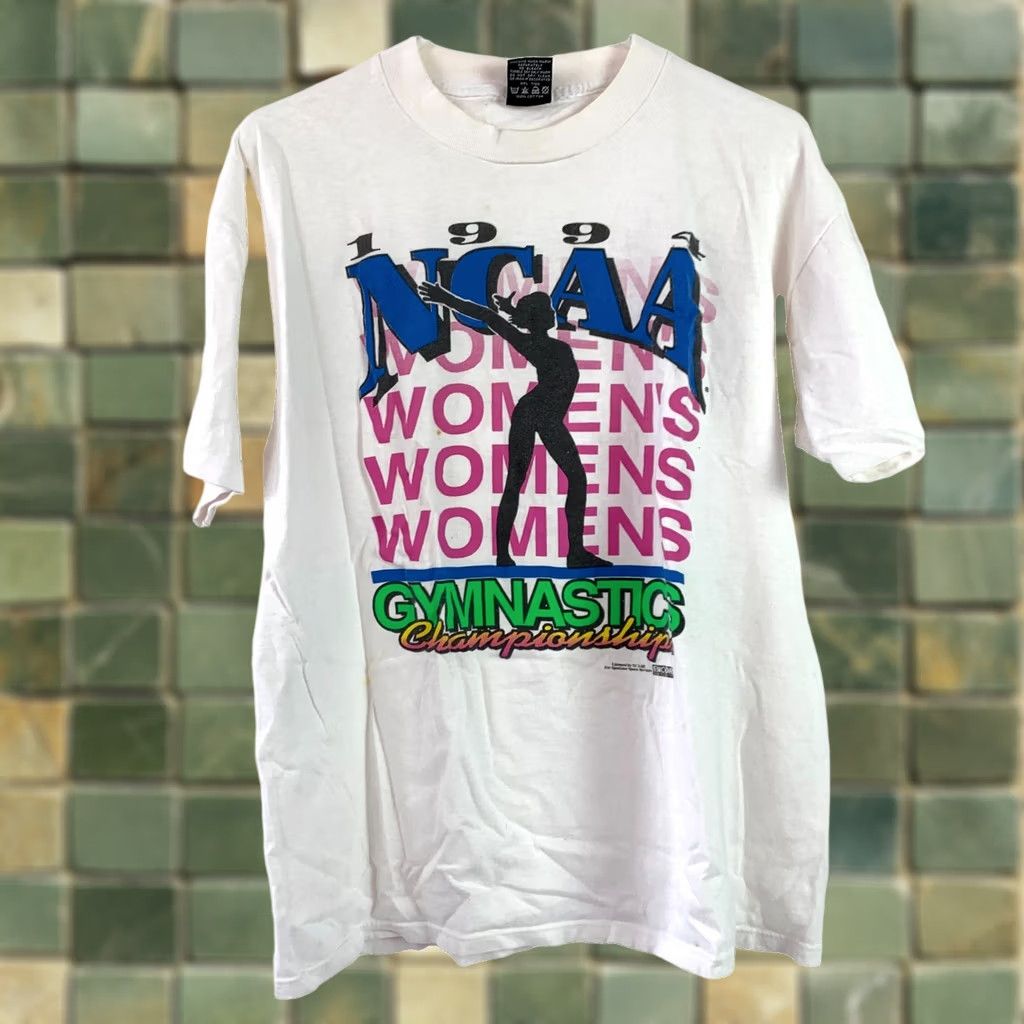NCAA VINTAGE NCAA Womens Gymnastics Championship Encore Tee T-Shirt L White 1994 The E.S.P. Collection Mens Womens Boys Girls Shirt Size L / US 10 / IT 46 - 1 Thumbnail