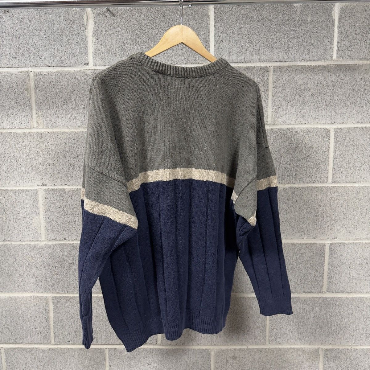 Vintage Vintage Blue Green Ribbed Cotton Sweater ERD Grunge Chrome Size US L / EU 52-54 / 3 - 4 Thumbnail
