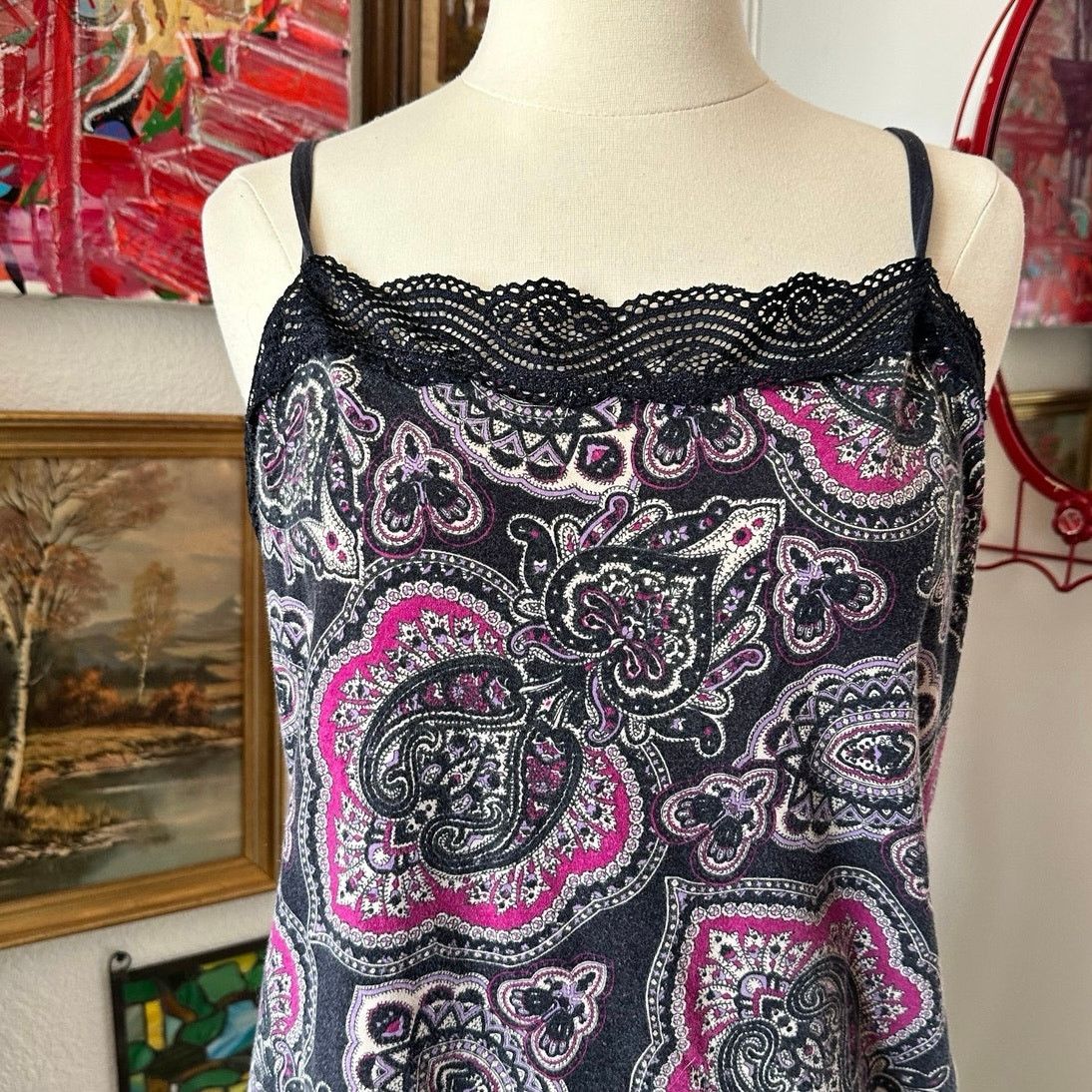 Other no brand purple and pink paisley bohemian tank top Size M / US 6-8 / IT 42-44 - 2 Thumbnail