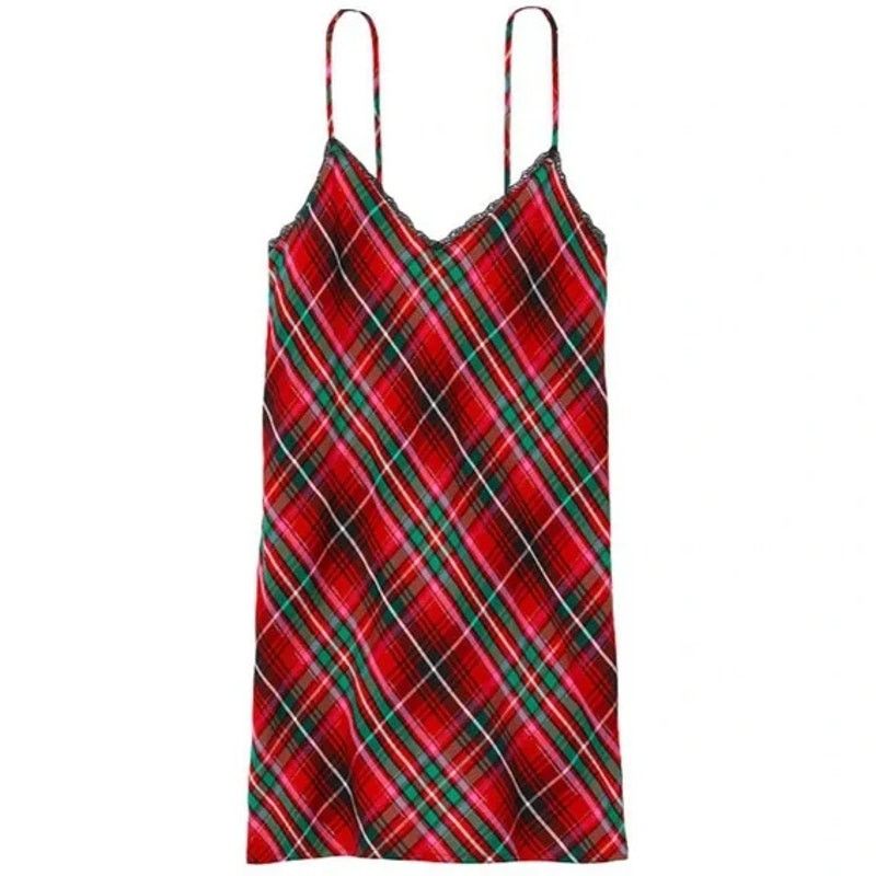 Victoria's Secret Victorias Secret Plaid Cami Slip Dress Lace M Dark Academia Size 30" / US 8 / IT 44 - 6 Thumbnail