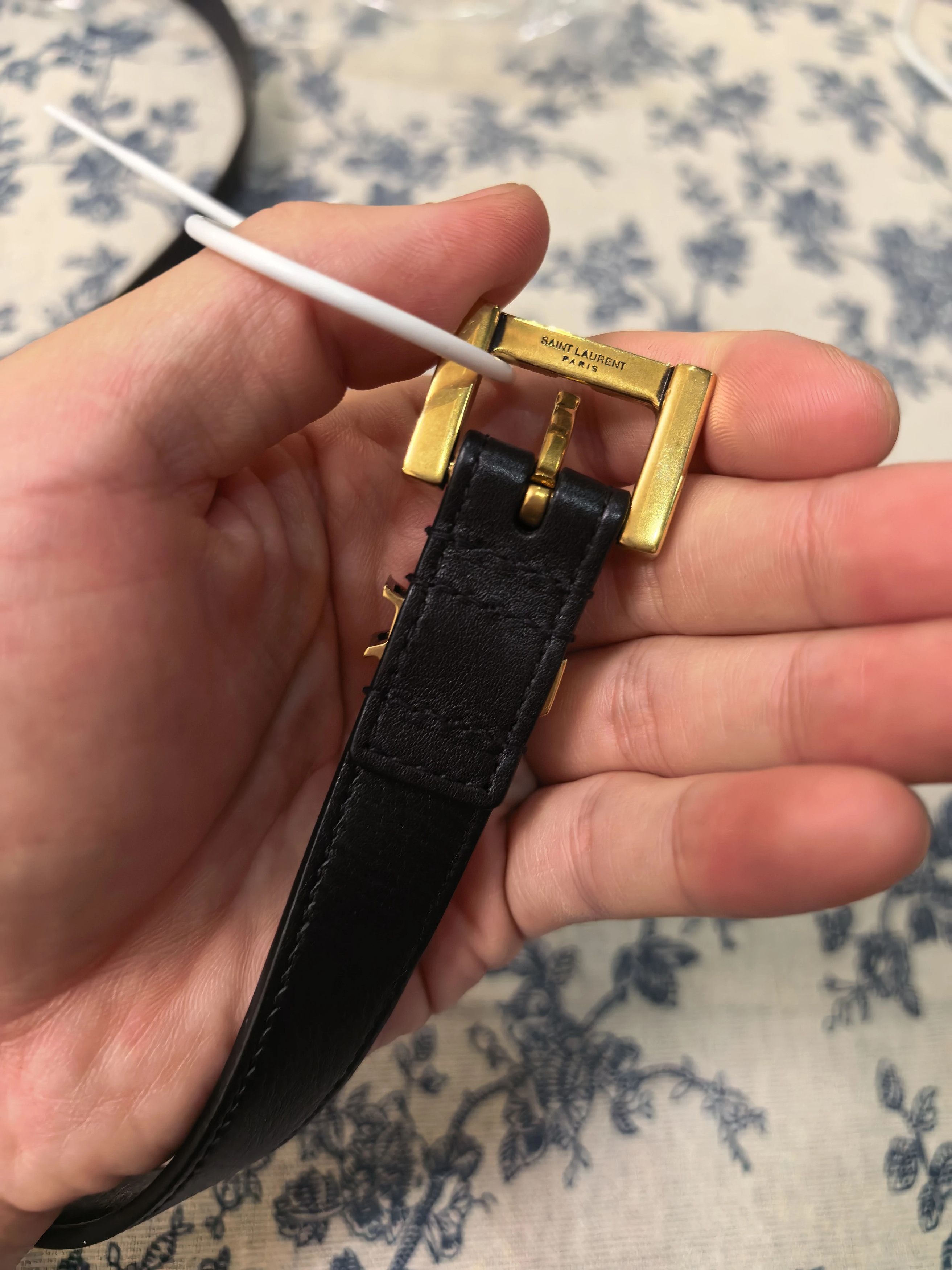 Yves Saint Laurent YSL Logo Brass Square Buckle Belt 2cm 95 used twice Size ONE SIZE - 3 Thumbnail