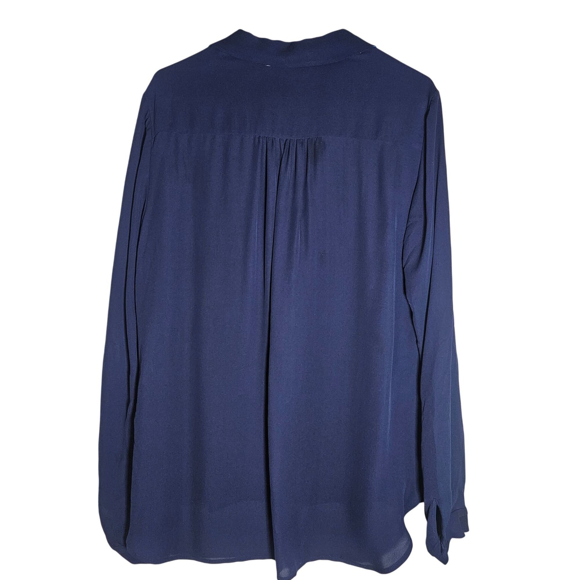 Diane von Furstenberg DVF Women 100% Silk Navy Blouse14 Long Sleeve Top Workwear Size XL / US 12-14 / IT 48-50 - 16 Thumbnail