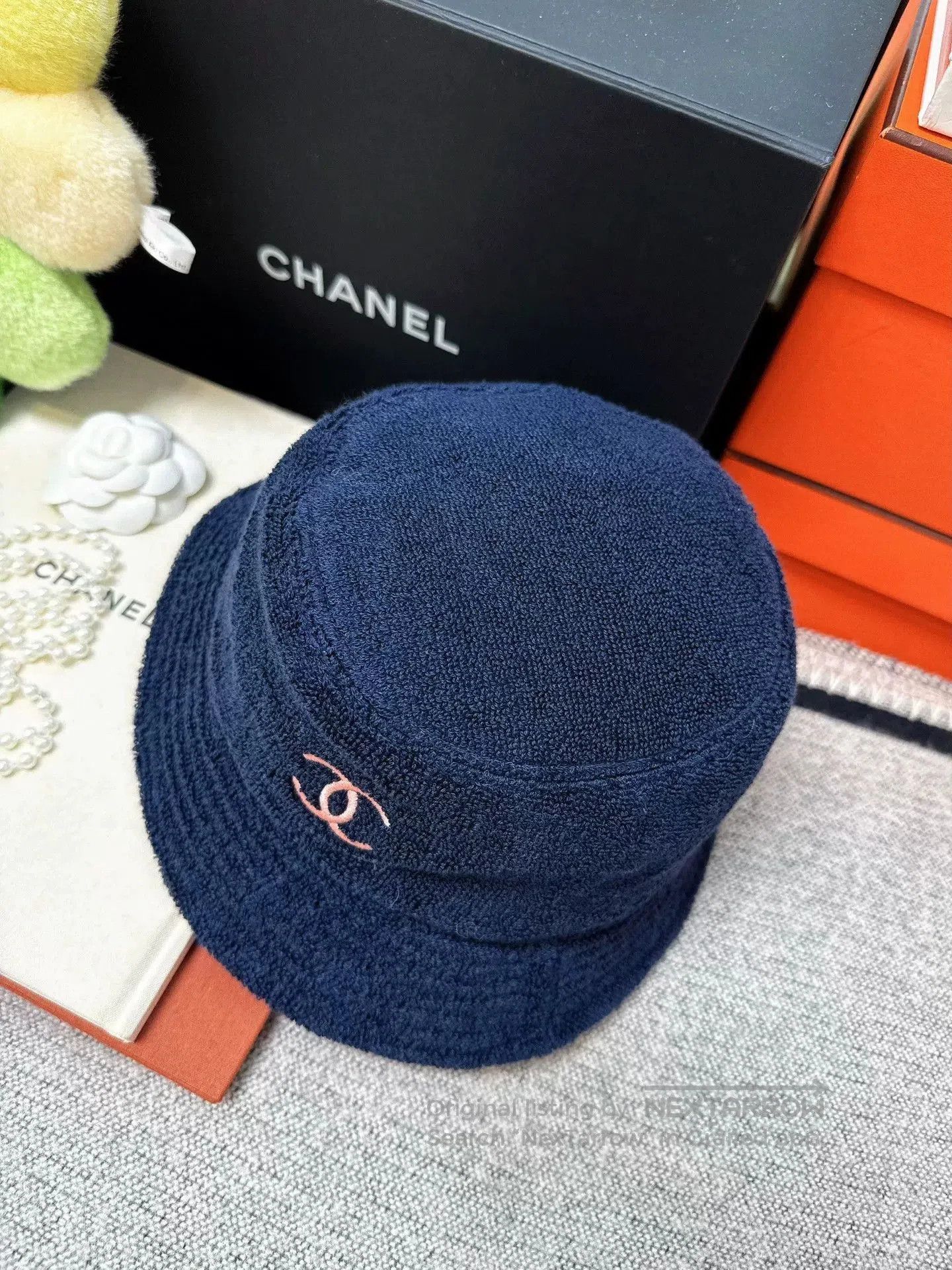 Chanel deep blue pink logo bucket hat. Size ONE SIZE - 3 Thumbnail