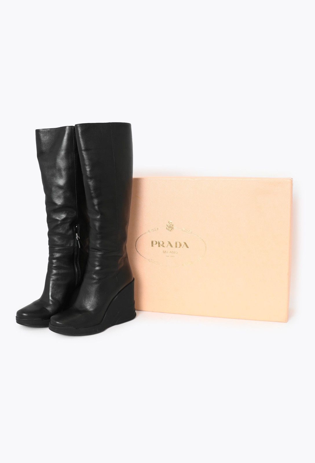 Prada Prada f/w 2014 wedge leather knee high boots Size US 9.5 / IT 39.5 - 4 Thumbnail
