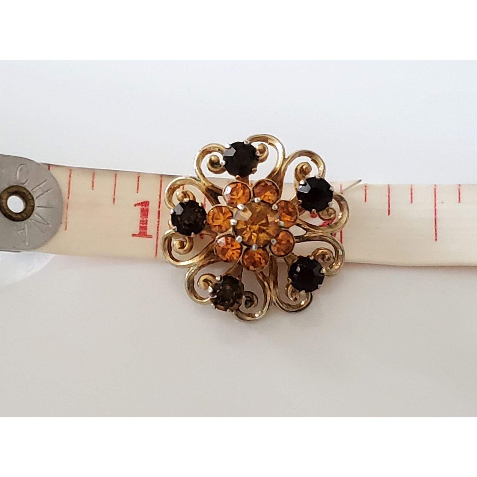 Other Vintage Coro Amber and Brown Rhinestone Mini Dome Brooch Pin Size ONE SIZE - 6 Thumbnail