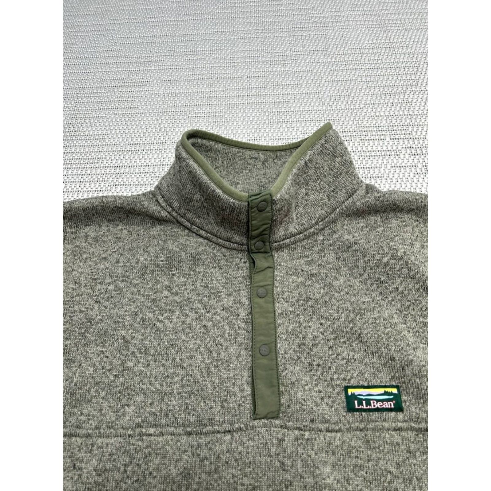 Vintage L.L. Bean Fleece Sweater Mens Small Green Pullover Knit Mock Neck Kangaroo Pocket Casual Outdoor Winter Fall Size US S / EU 44-46 / 1 - 3 Thumbnail