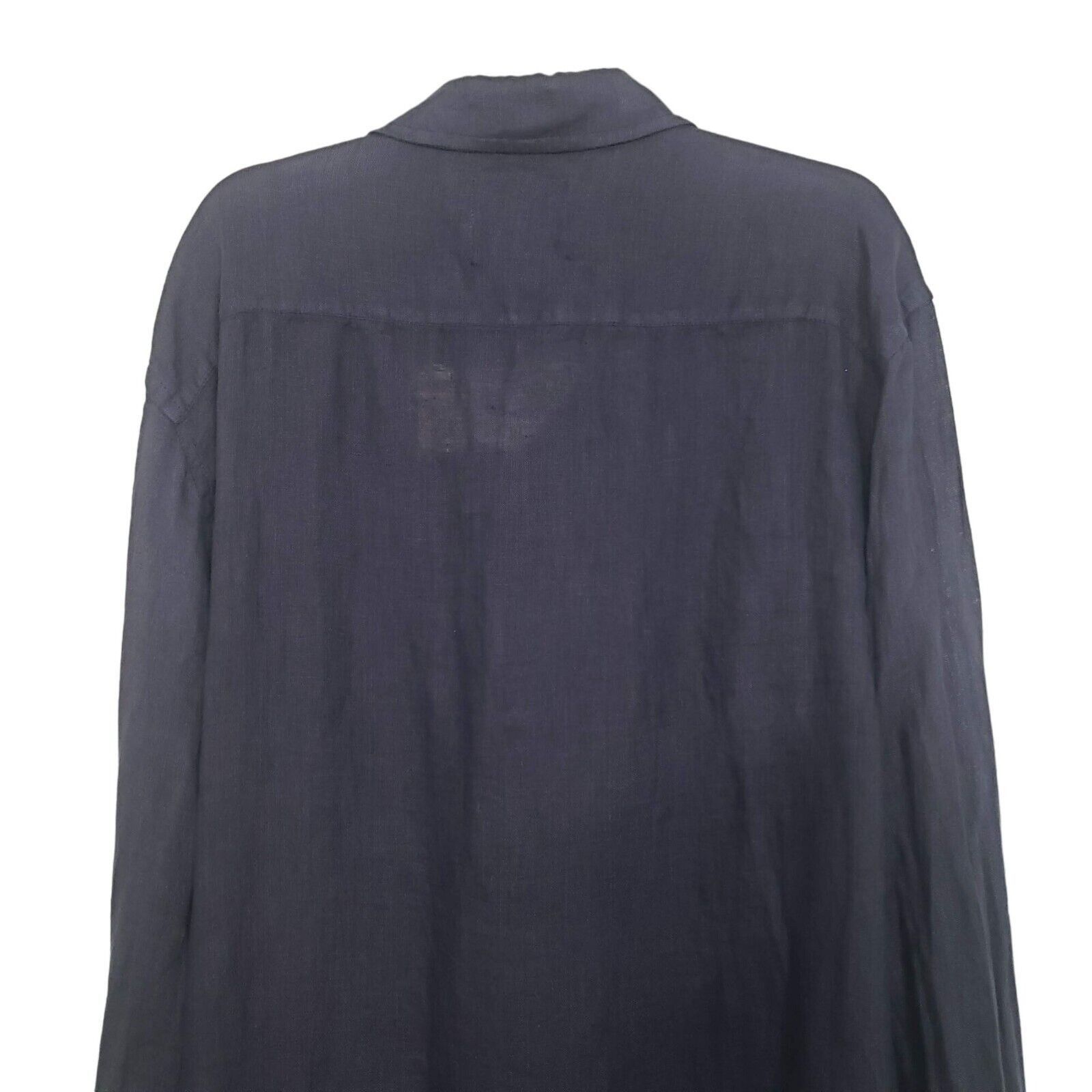 Designer NEW Athoa Athens Linen Shirt Mens Size Medium Night Blue Size M / US 6-8 / IT 42-44 - 10 Thumbnail