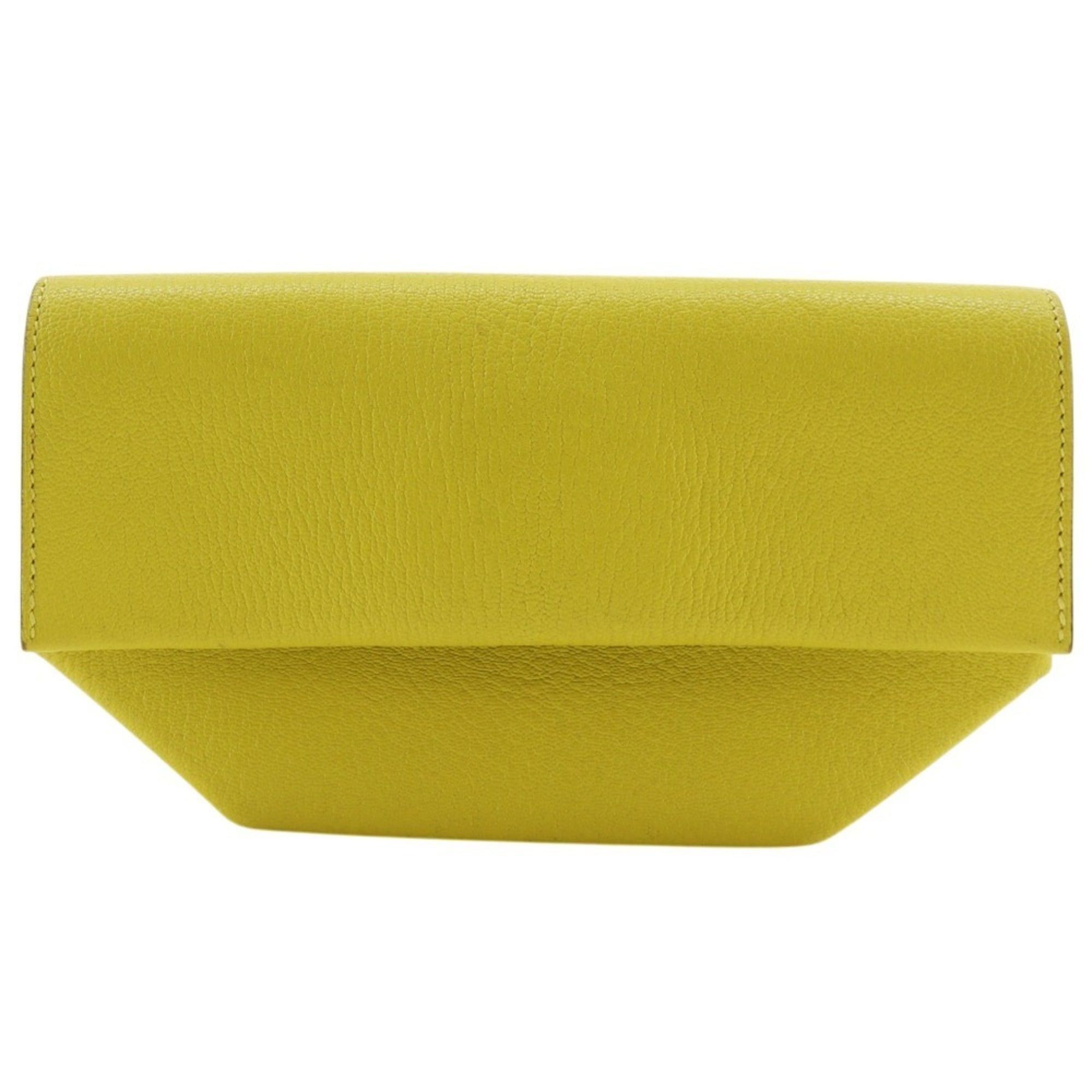 Hermes Hermes Opry Clutch Bag 071966CK Chevre Leather Lime 2017 Model A Magnetic Closure Women's Size ONE SIZE - 1 Thumbnail