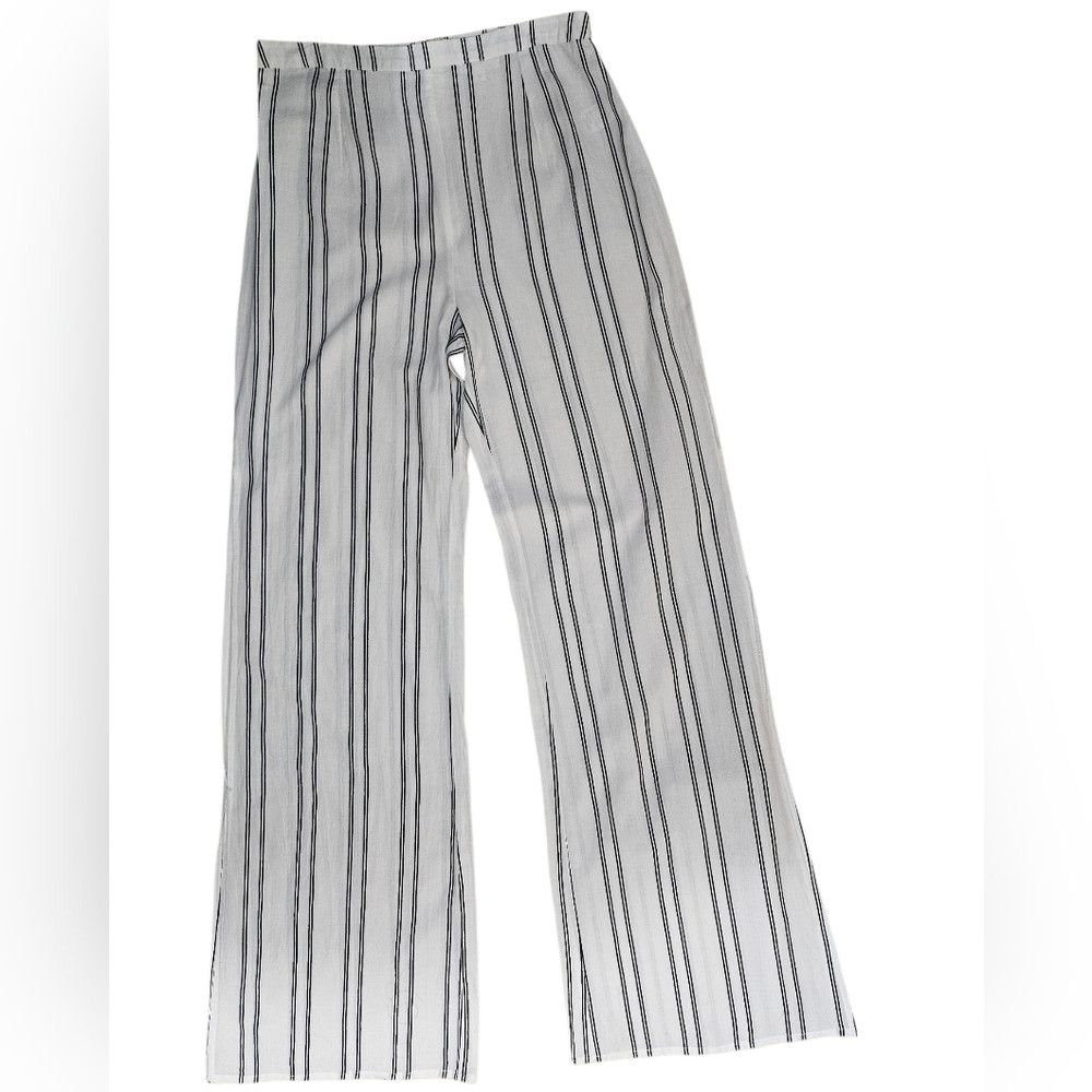 Other Reformation LPA White High Waist Wide Leg Striped Pants Ope Size 26" / US 2 / IT 38 - 2 Thumbnail