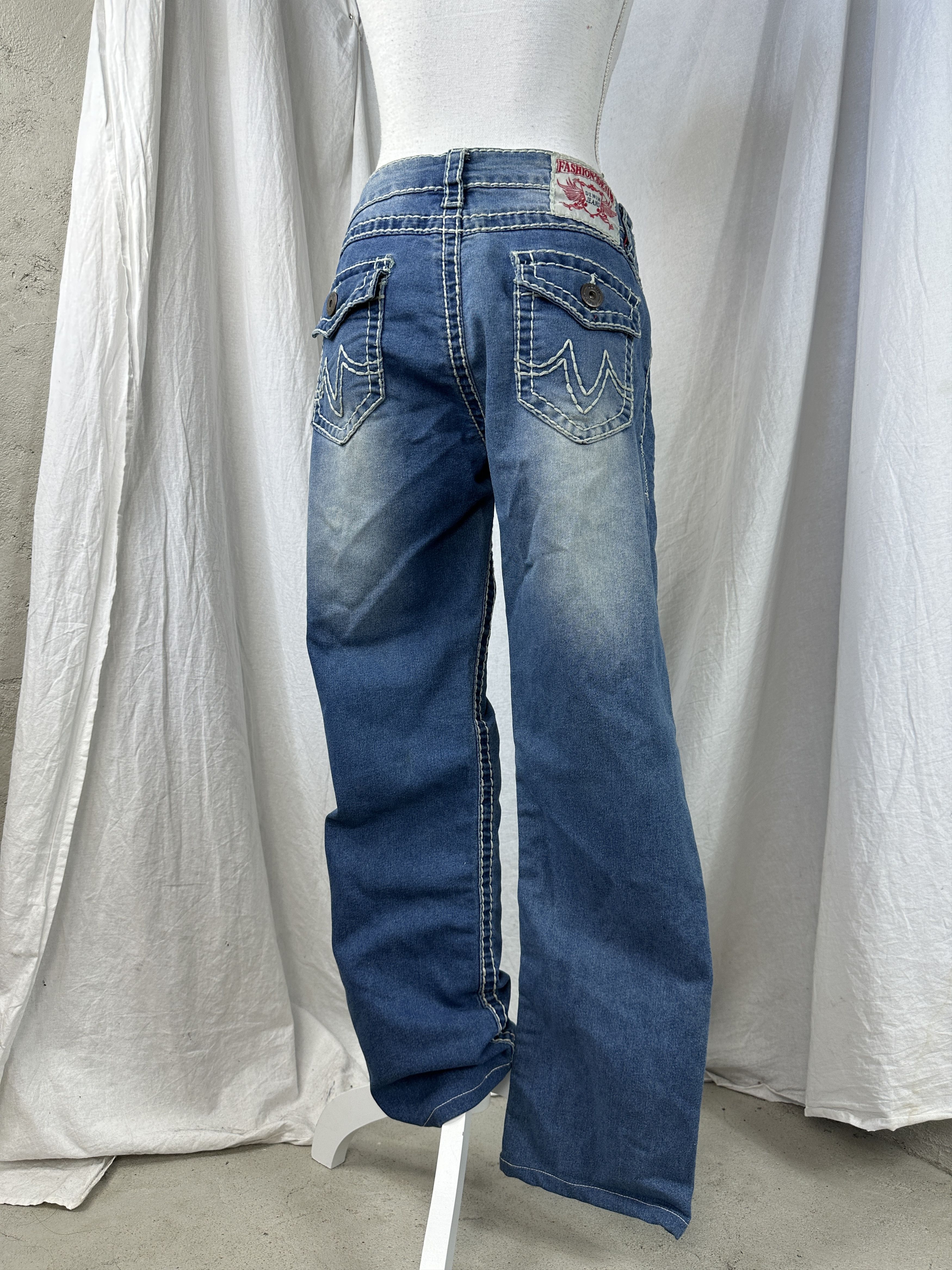 Vintage Vintage Denim Preppy Casual Contrast Stitch Jeans 00s Size 38" / US 16 / IT 52 - 3 Thumbnail