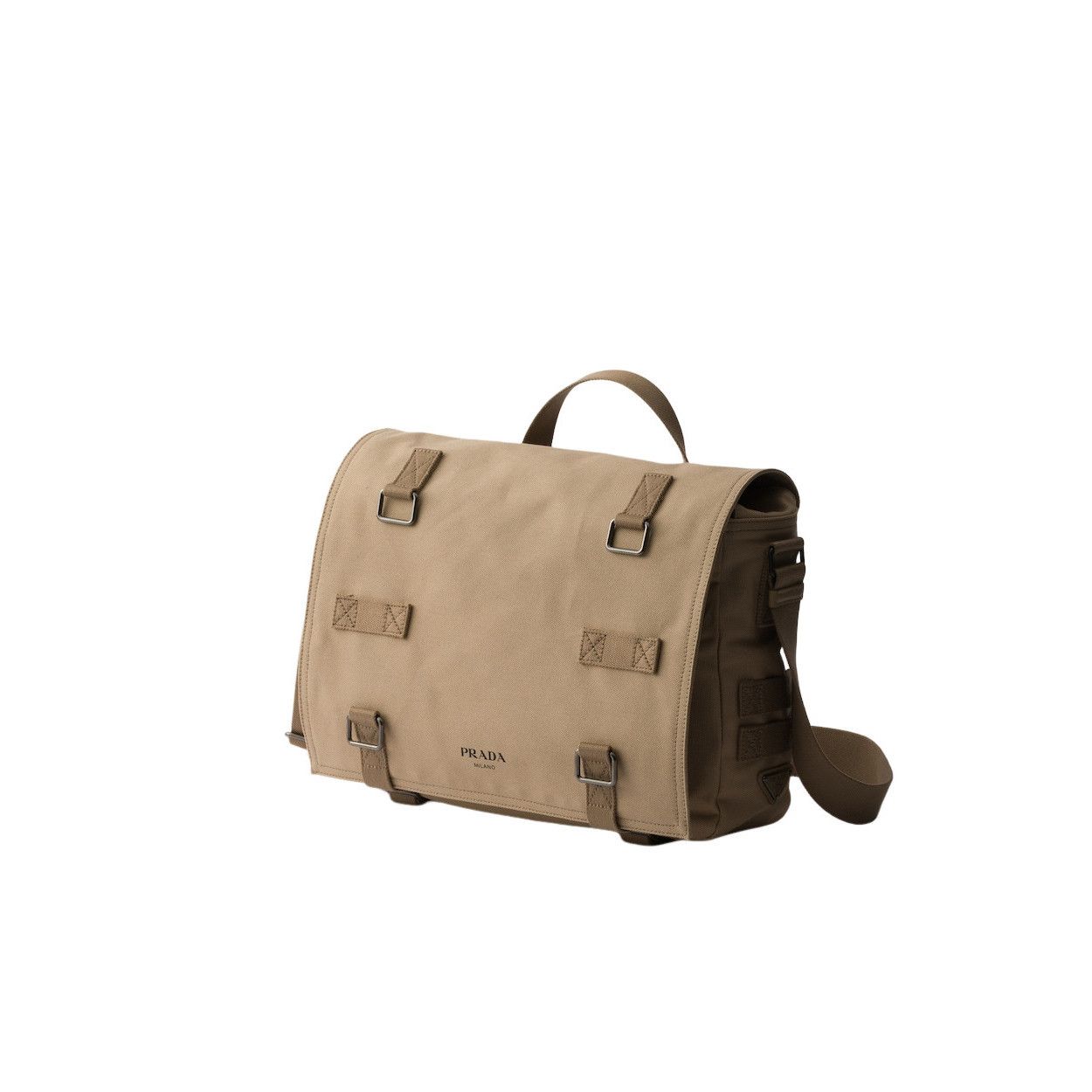 Prada PRADA $3050 Desert Beige Canvas Shoulder Bag New & Authentic Size ONE SIZE - 2 Thumbnail