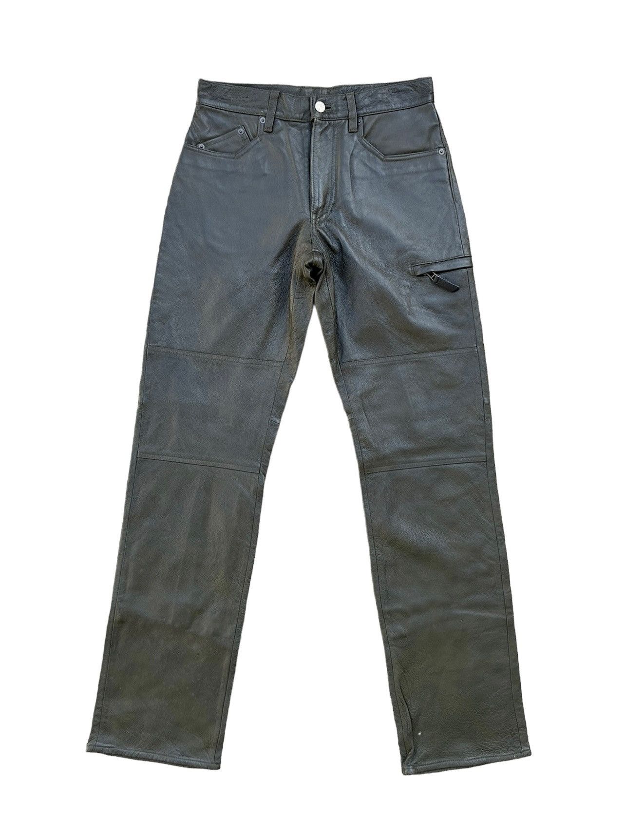Leather PPFM Dark Green Leather Pant Size US 29 - 1 Thumbnail