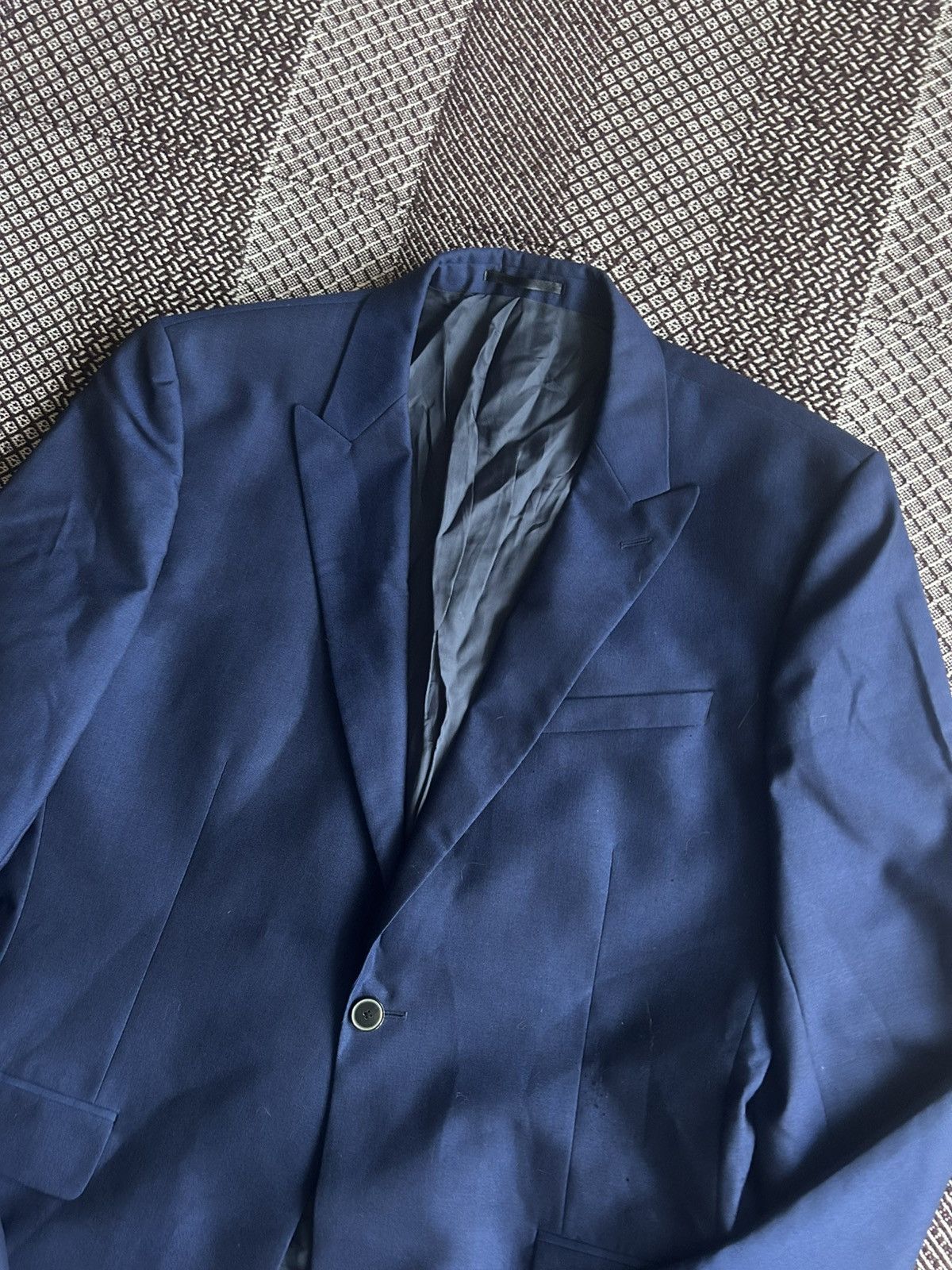 Reiss Reiss Blue Suit Solid Style Classic One Button Mens Size 40R Size 40R - 4 Thumbnail