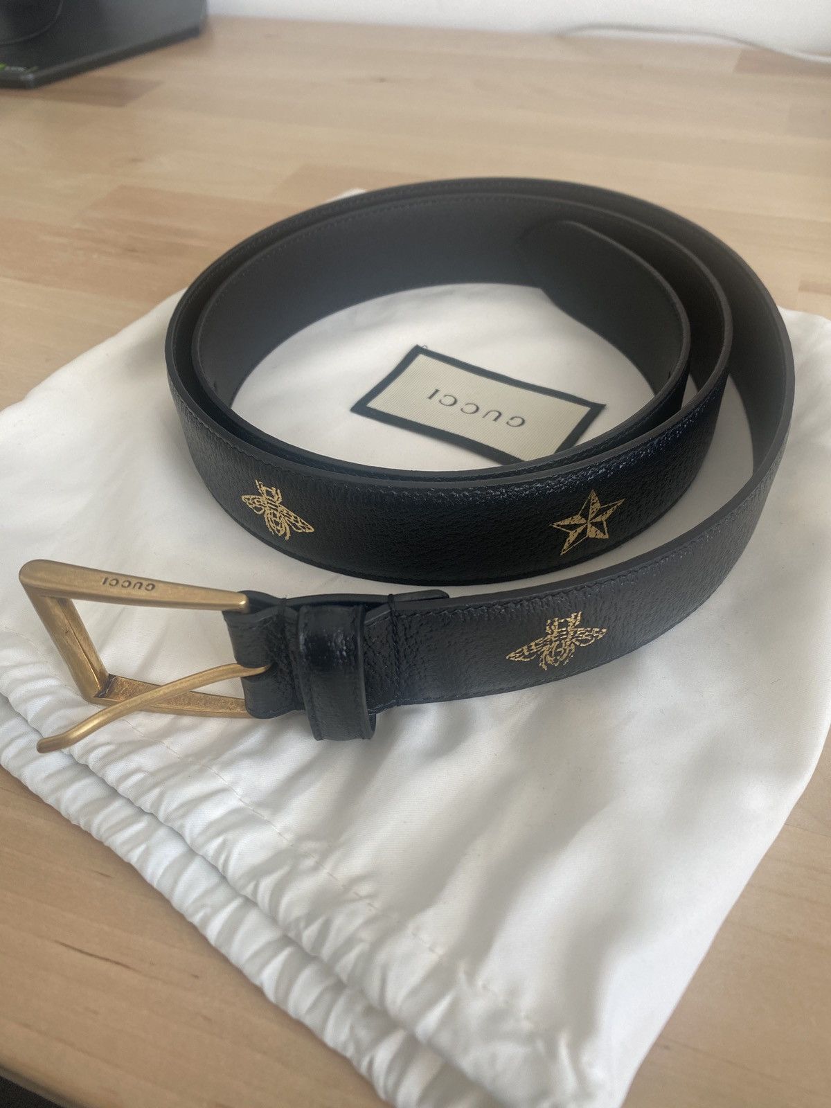 Gucci Bee/Star Leather Belt