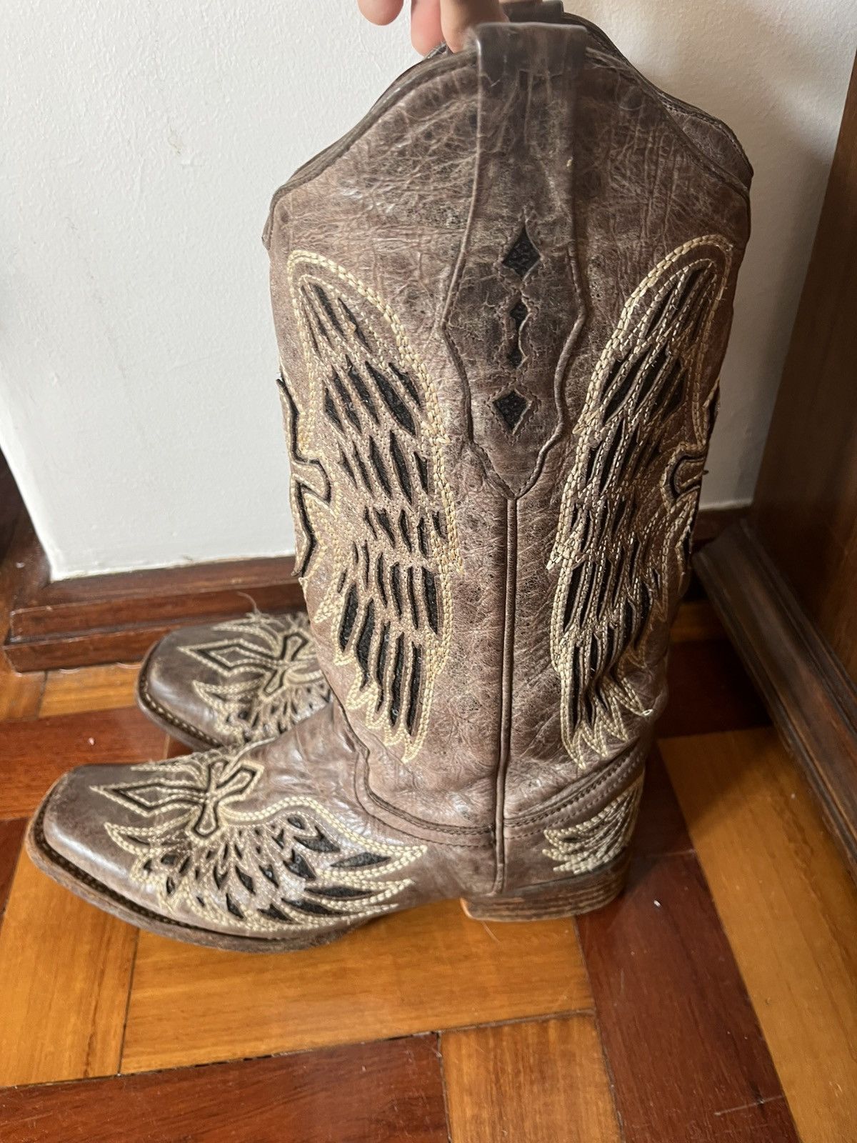 Corral Corral Wing & Cross Inlay Western Boots - Black Sequin Size US 10 / IT 40 - 3 Thumbnail