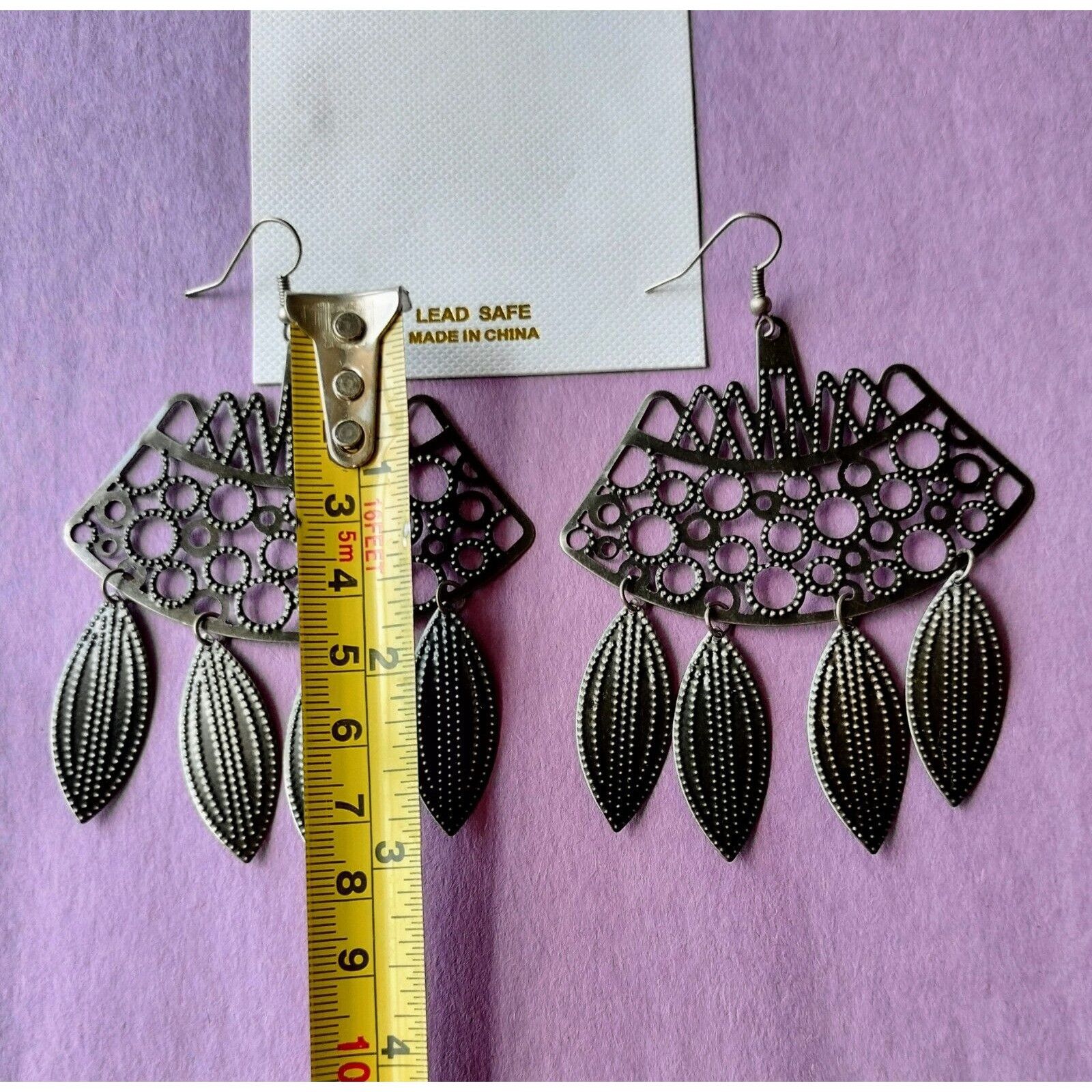 Other Chandelier Earrings Fashion Jewelry Drop Dangle Hammered Met Size ONE SIZE - 4 Thumbnail