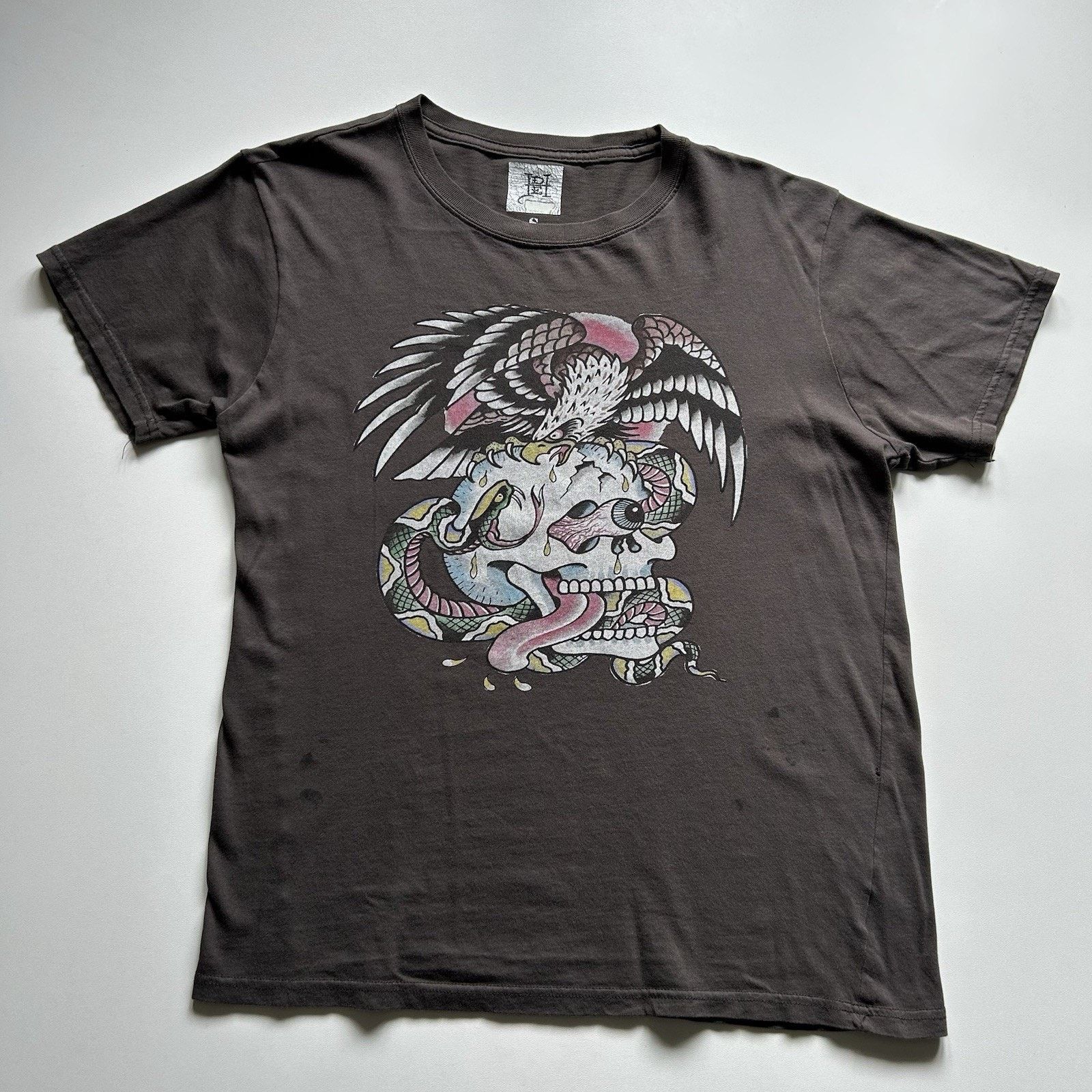 Vintage Ed Hardy Shirt Small Y2K Tattoo Skull Eagle Graphic