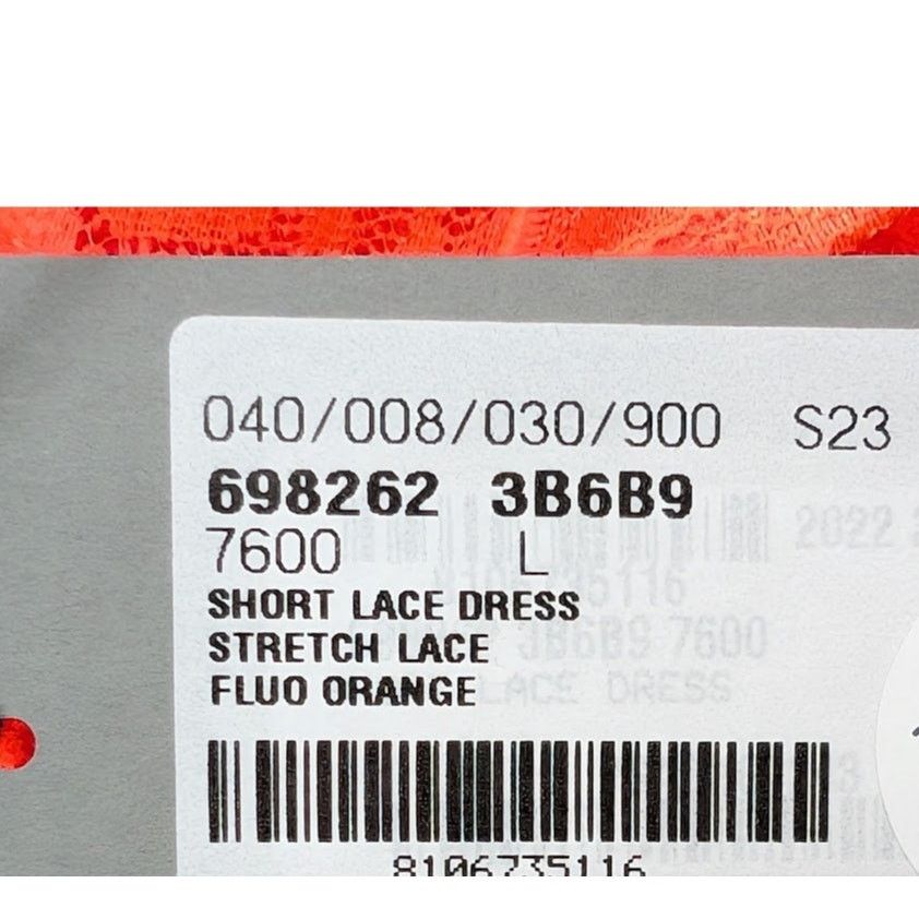 Balenciaga o1rshd1 Stretch Lace Short Dress in Fluo Orange Size L / US 10 / IT 46 - 23 Thumbnail