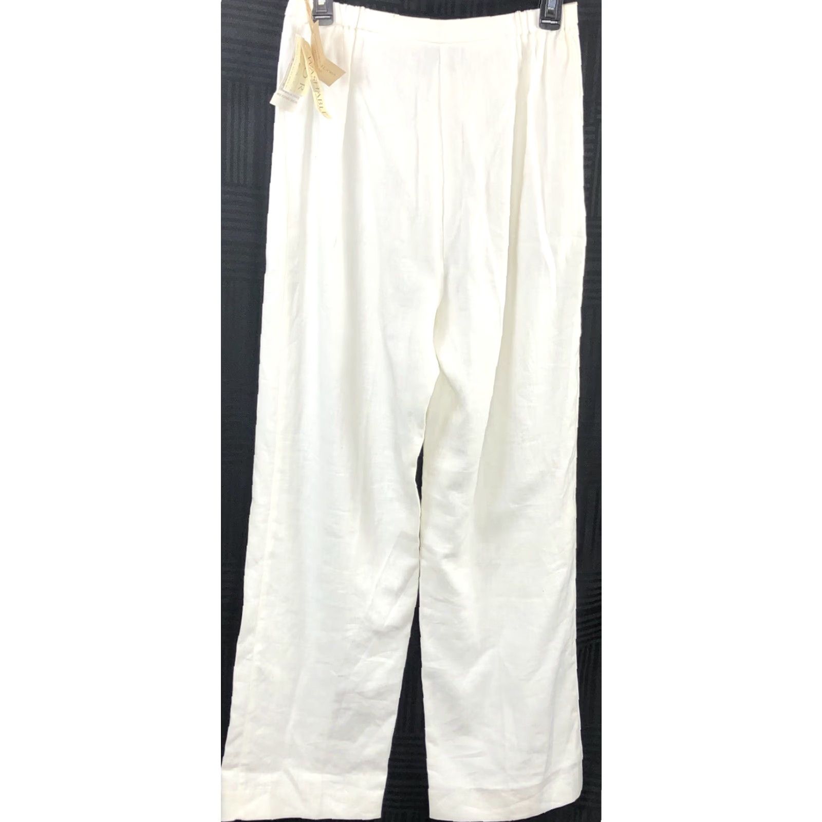 Vintage Norton McNaughton Linen Pants Slacks 6 Wht Straight Leg 26"W Inseam 29" Rise High Womens Pants Size 26" / US 2 / IT 38 - 2 Thumbnail