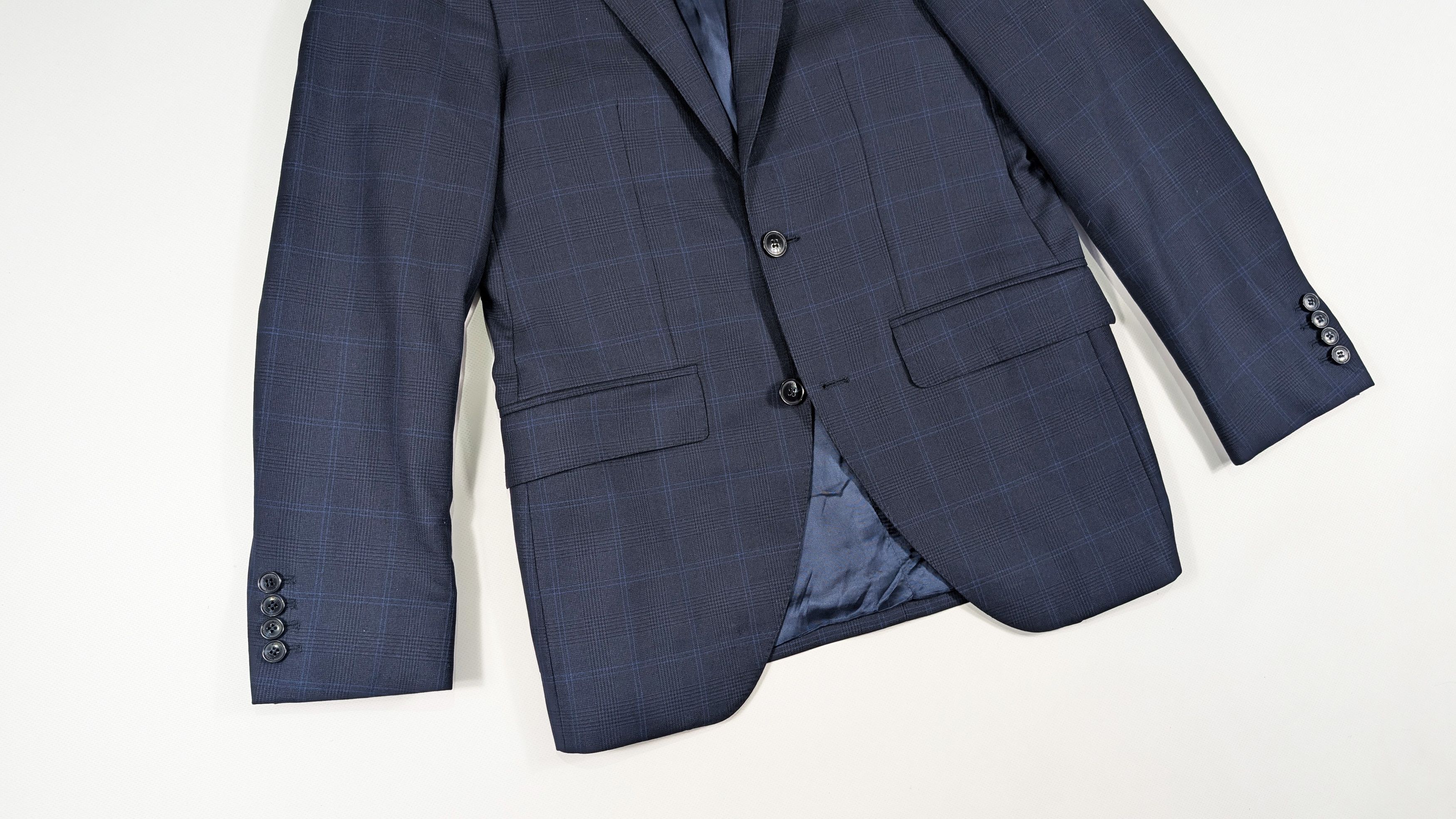 Hackett Hackett Tonal Pow Check Navy Blue Wool Suit Jacket Blazer Size 36R - 3 Thumbnail