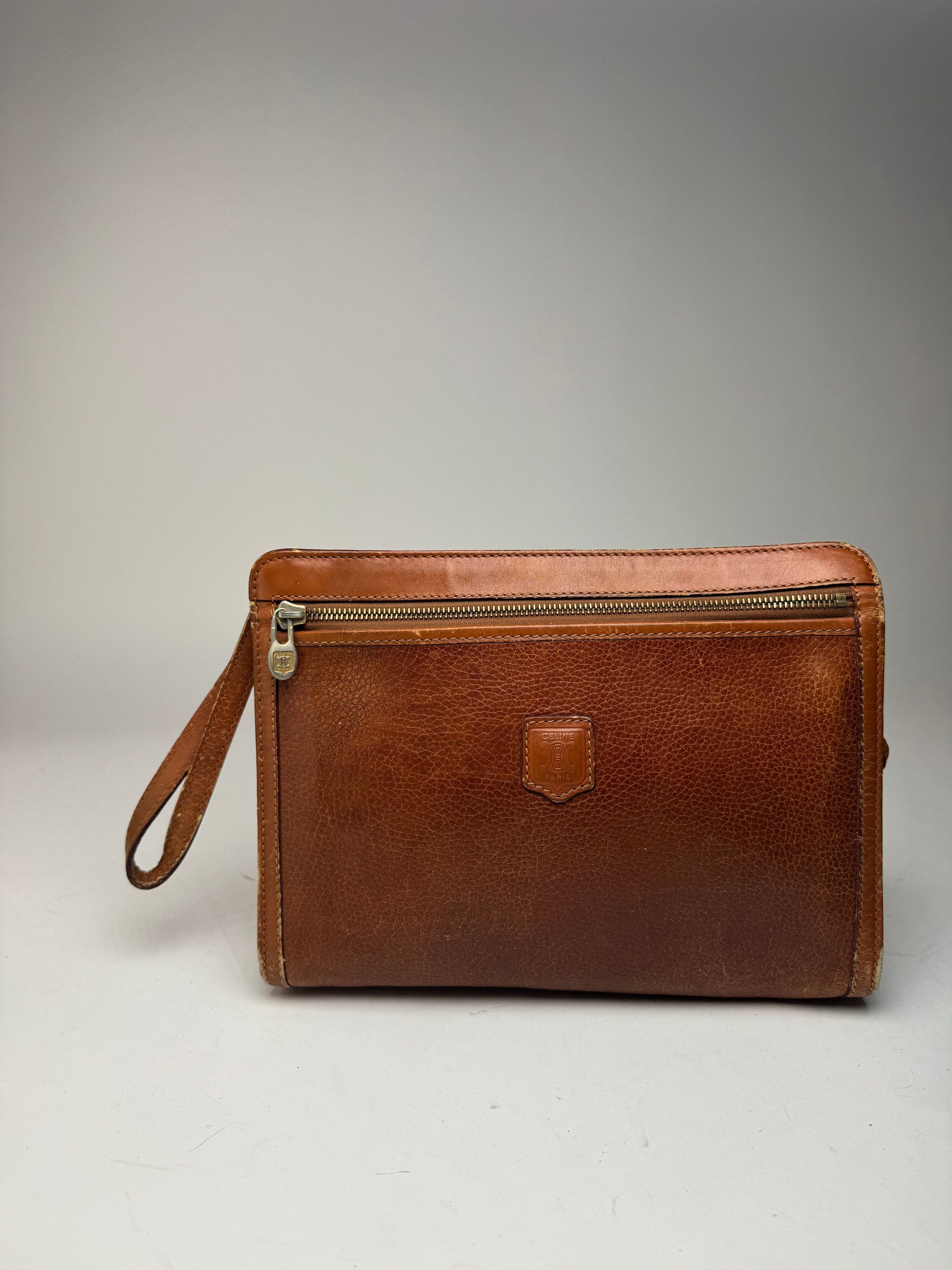 Celine Vintage Paris Leather Clutch Brown Size ONE SIZE - 1 Thumbnail