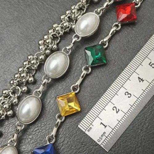 VIBE Delicate Color Rhinestone 3 Layers Pearl Pants Chain Size ONE SIZE - 7 Thumbnail