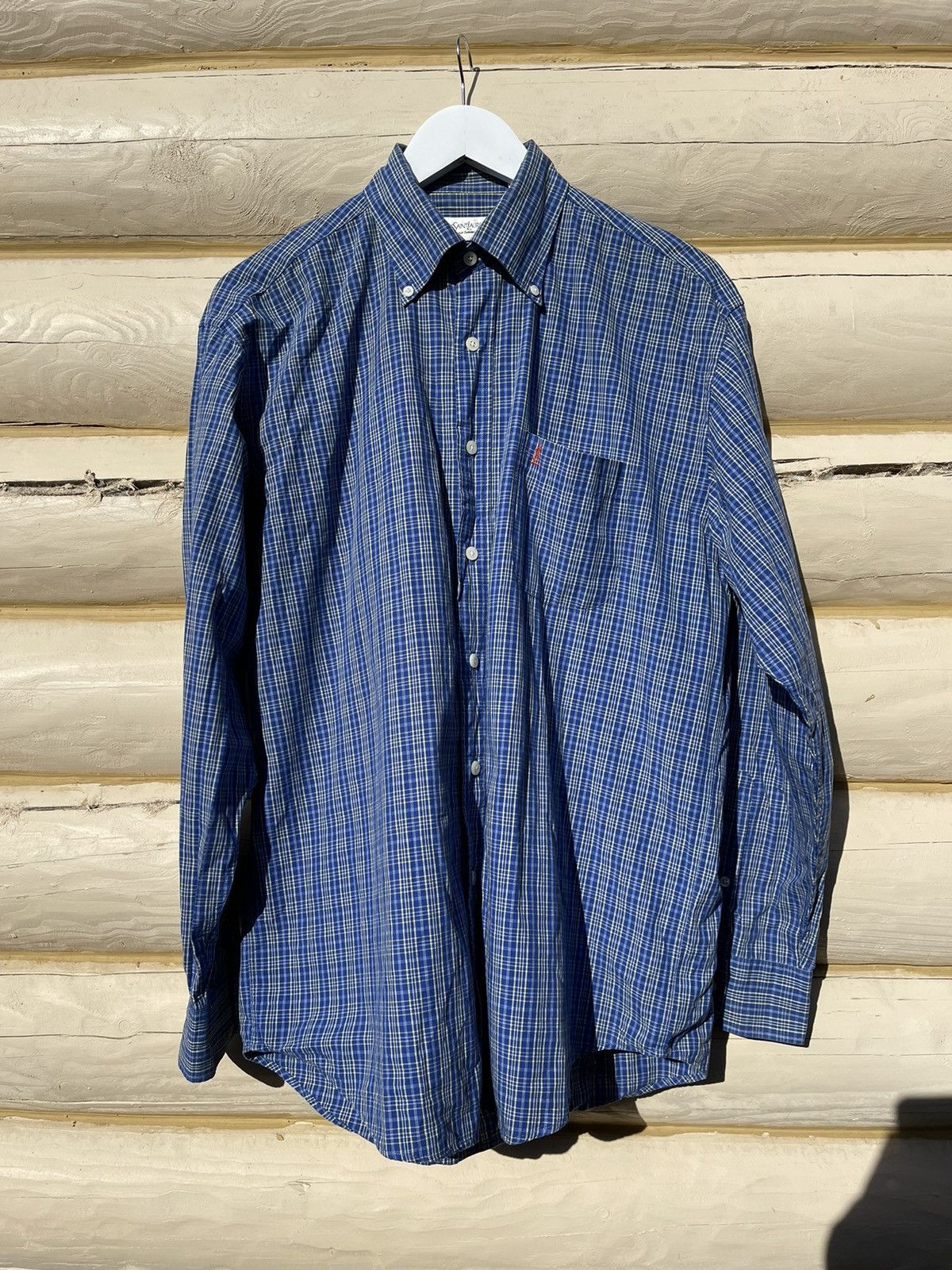 Yves Saint Laurent check logo shirt YSL longsleeve