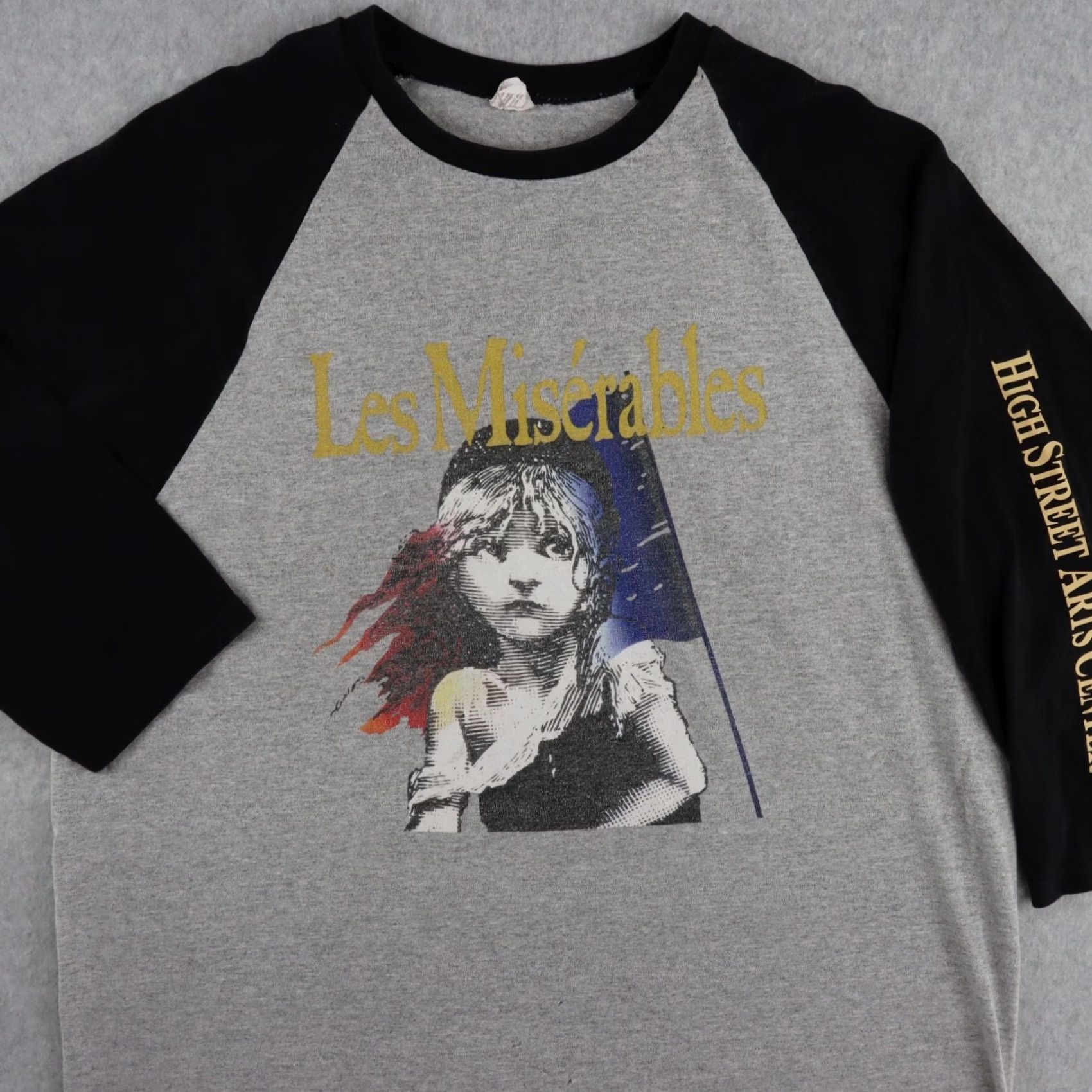 Anvil Les Misérables Adult Shirt L Gray Double-Sided Graphic Raglan ANVIL Mens Size US L / EU 52-54 / 3 - 7 Thumbnail