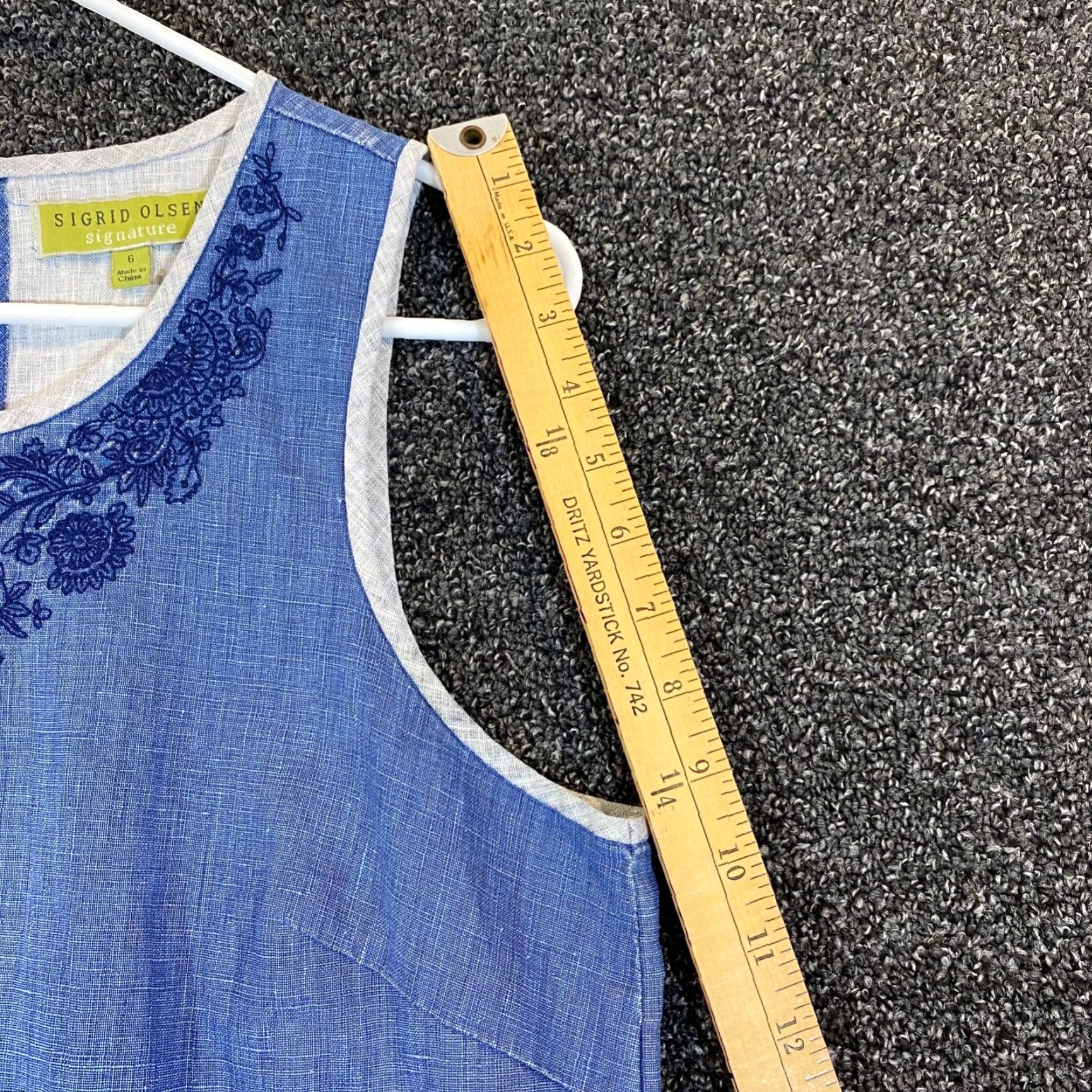 Vintage Sigrid Olsen Dress Womens Size 6 Blue 100% Linen Maxi Floral Pattern Casual Size M / US 6-8 / IT 42-44 - 6 Thumbnail