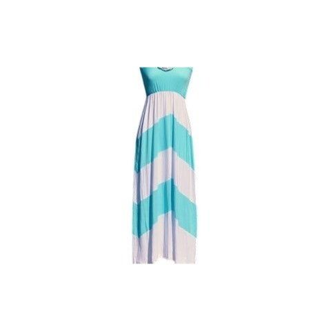Other Turquoise & White Small Chevron Maxi Summer Dress Size S / US 4 / IT 40 - 3 Thumbnail