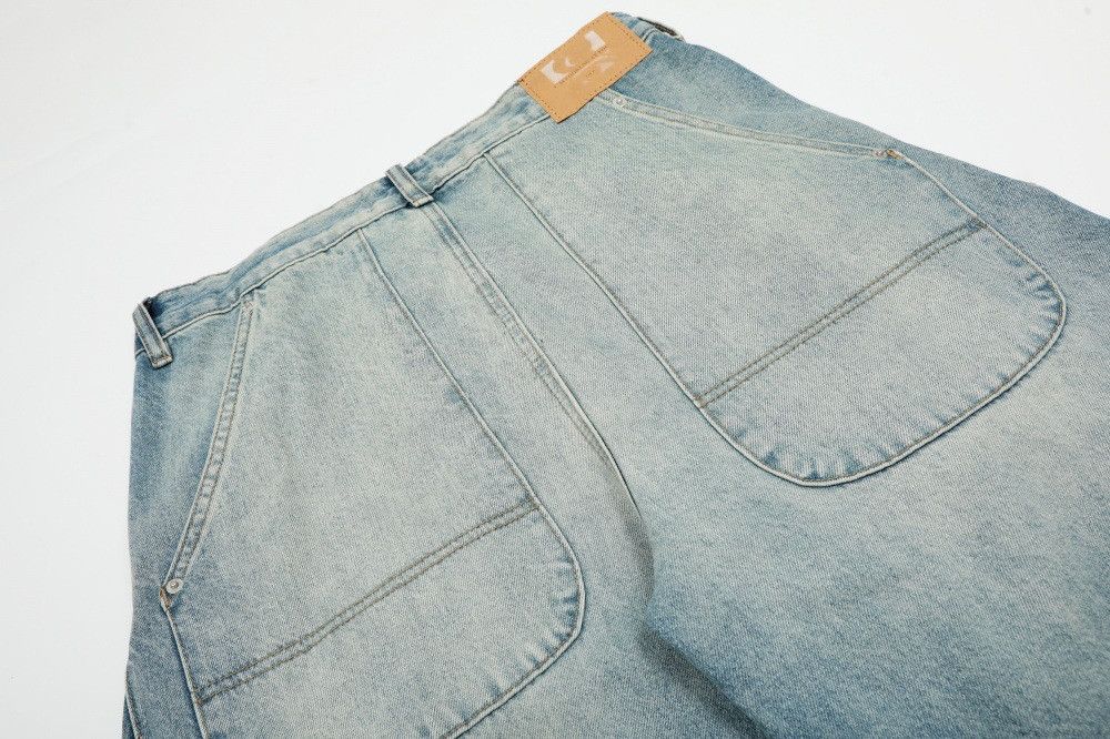Japanese Brand × Jean Men's punk pleated pocket cargo silhouette washed jeans Size US 32 / EU 48 - 6 Thumbnail