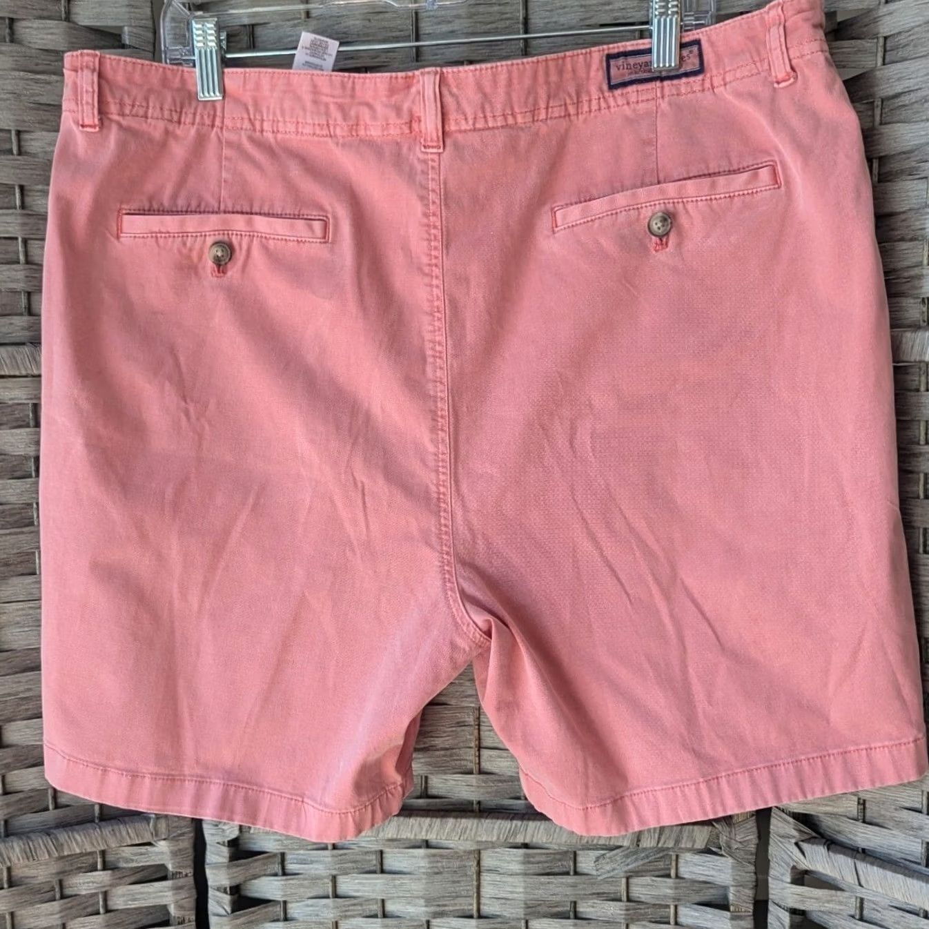 Vineyard Vines VINEYARD VINES Breaker Shorts Pink Salmon Cotton Stretch Chino Mens 38 Regular Mid Rise Knit 9in Inseam Zip Front Button Logo Pockets Solid Vintage No Size US 38 / EU 54 - 4 Thumbnail