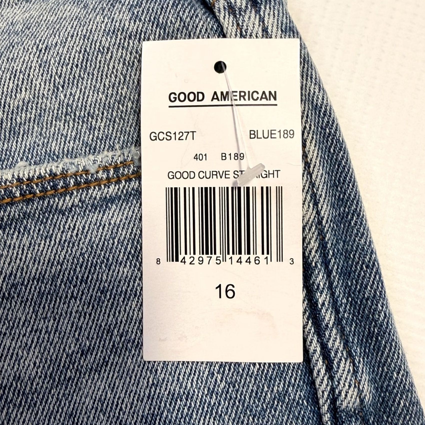 Good American Good American Jeans Womens 16 Blue High Rise Good Curve Straight Distressed Denim Jeans Regular Rise Womens Bursts of Distressed Jeans 16 Boys? Size 38" / US 16 / IT 52 - 7 Thumbnail