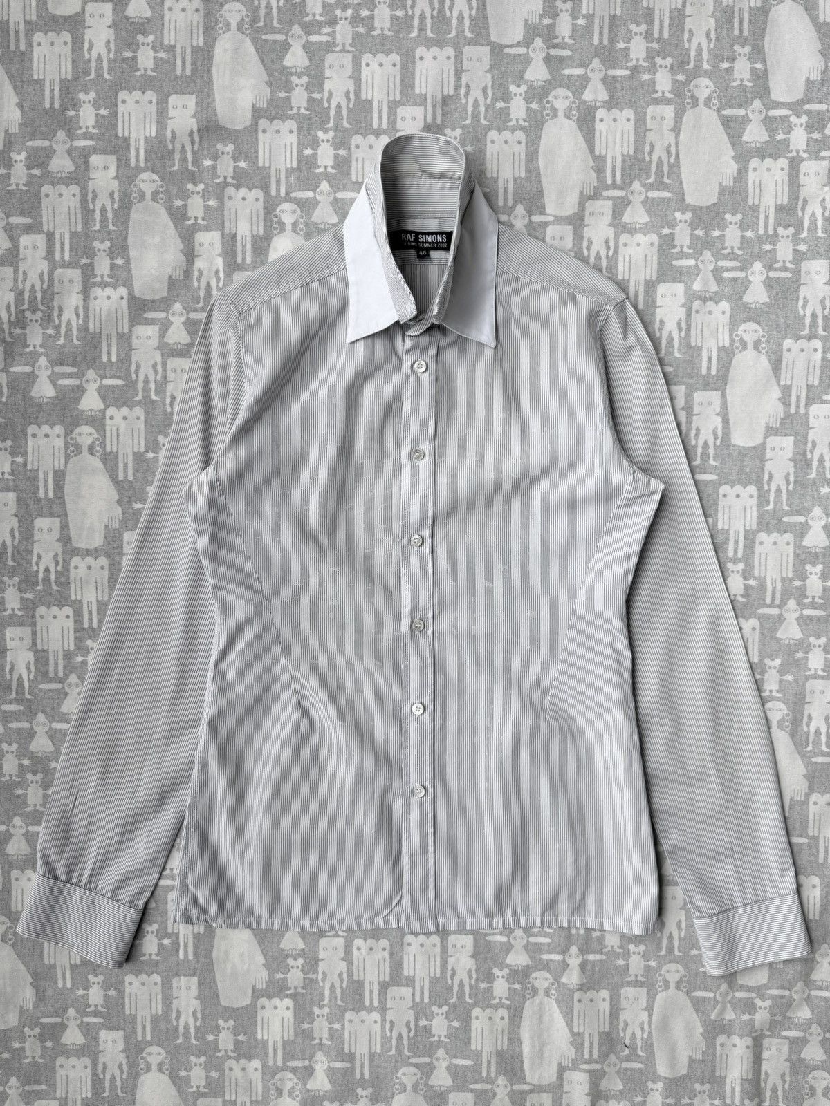 Raf Simons Raf Simons SS02 Double Collar Pinstripe Button-Up Shirt Size US S / EU 44-46 / 1 - 1 Thumbnail