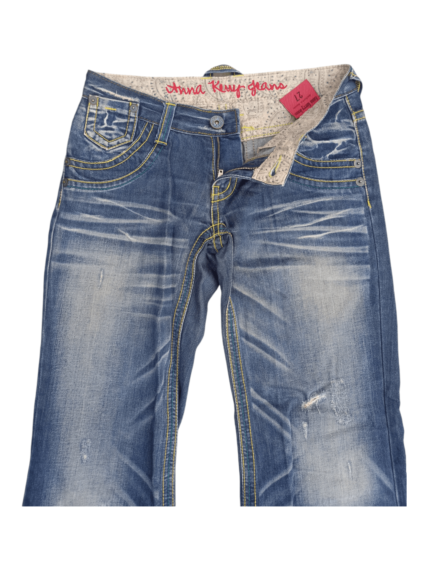 Japanese Brand Anna Kerry Low Rise Mud Max Super Flare Jeans Size US 27 - 3 Thumbnail