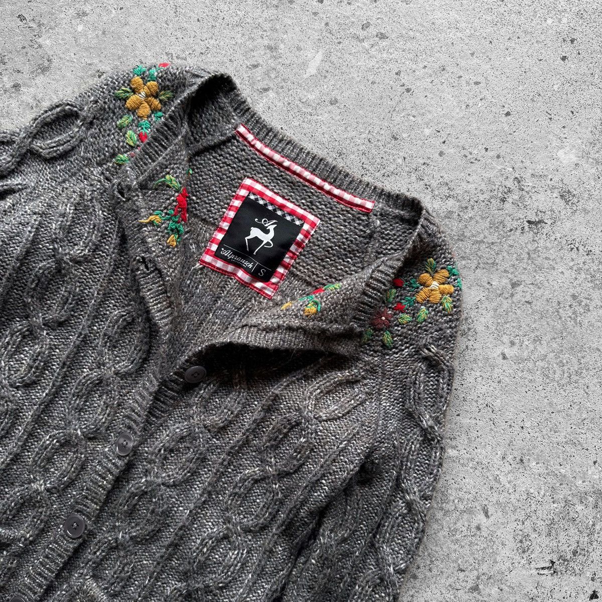 Designer Alprausch Womens Cable Knit Floral Embroidered Folk Cardigan Size S / US 4 / IT 40 - 3 Thumbnail