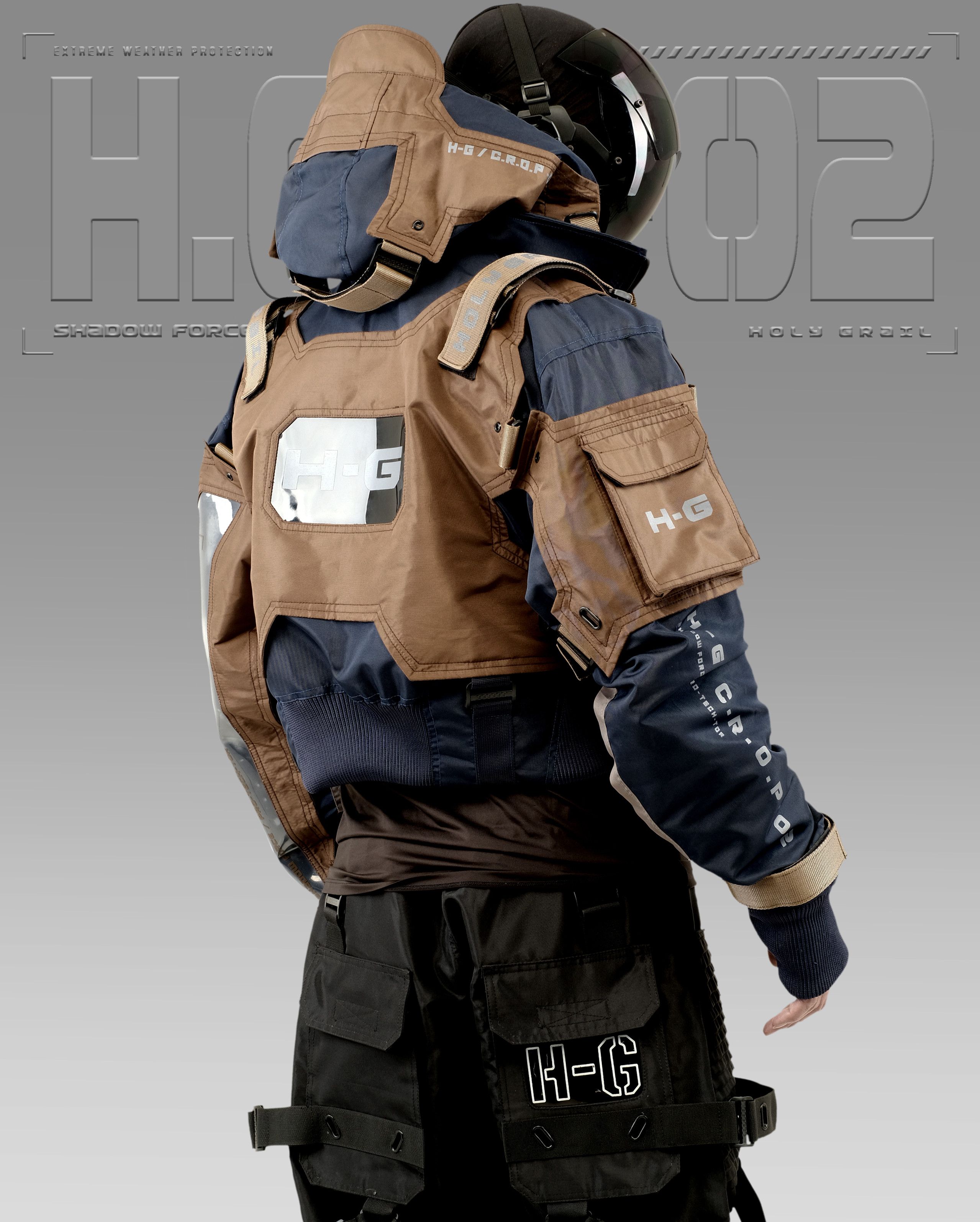 Hi Tec H-G JACKET CROP "SHADOW FORCE" TECHWEAR CYBERPUNK HOLYGRAIL Size US L / EU 52-54 / 3 - 4 Thumbnail