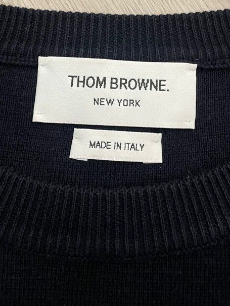 Thom Browne Thom Browne Dark blue four-striped gold-buttoned round-neck Size US M / EU 48-50 / 2 - 5 Thumbnail
