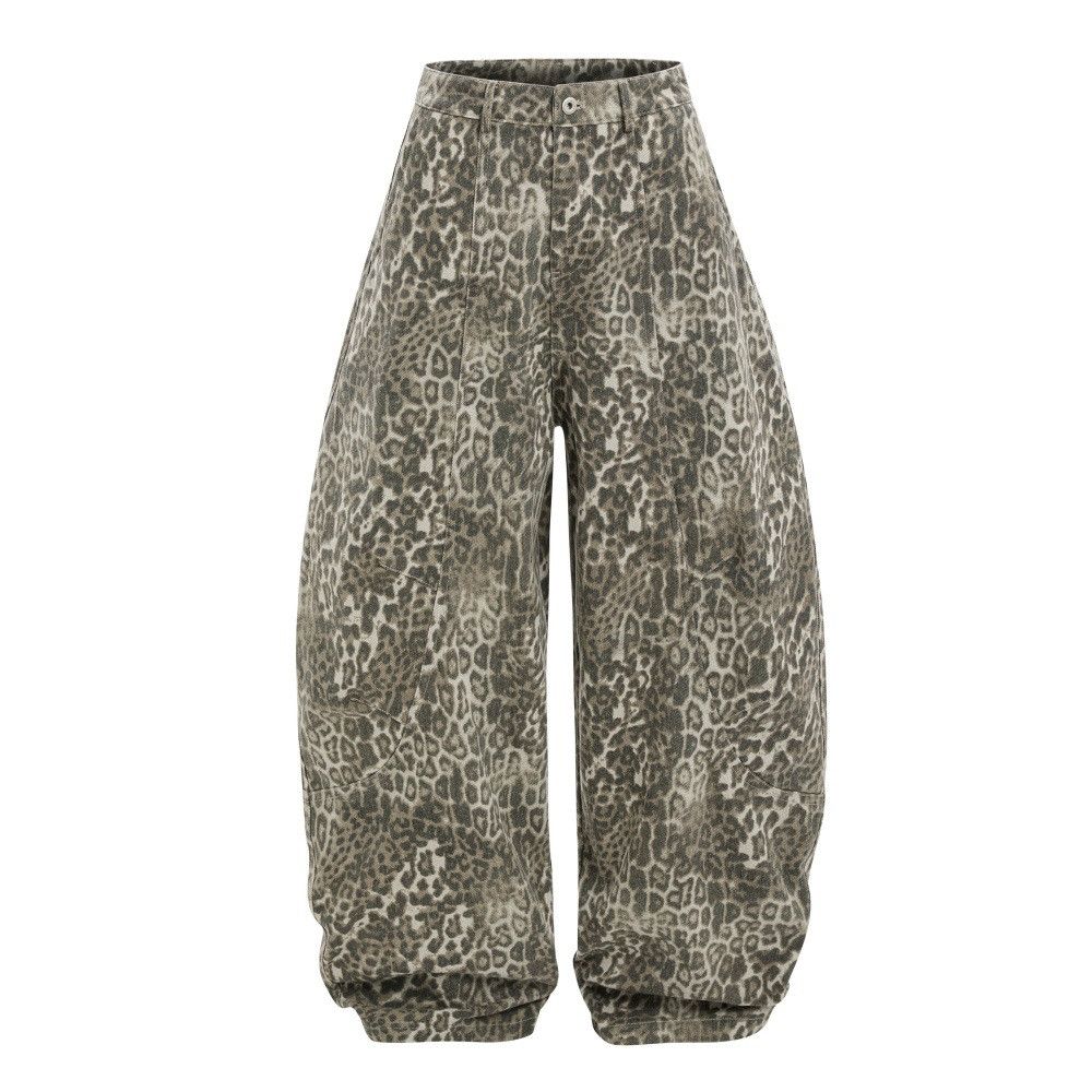 Vintage Retro men's street loose wide-leg leopard print trousers Size US 32 / EU 48 - 1 Thumbnail