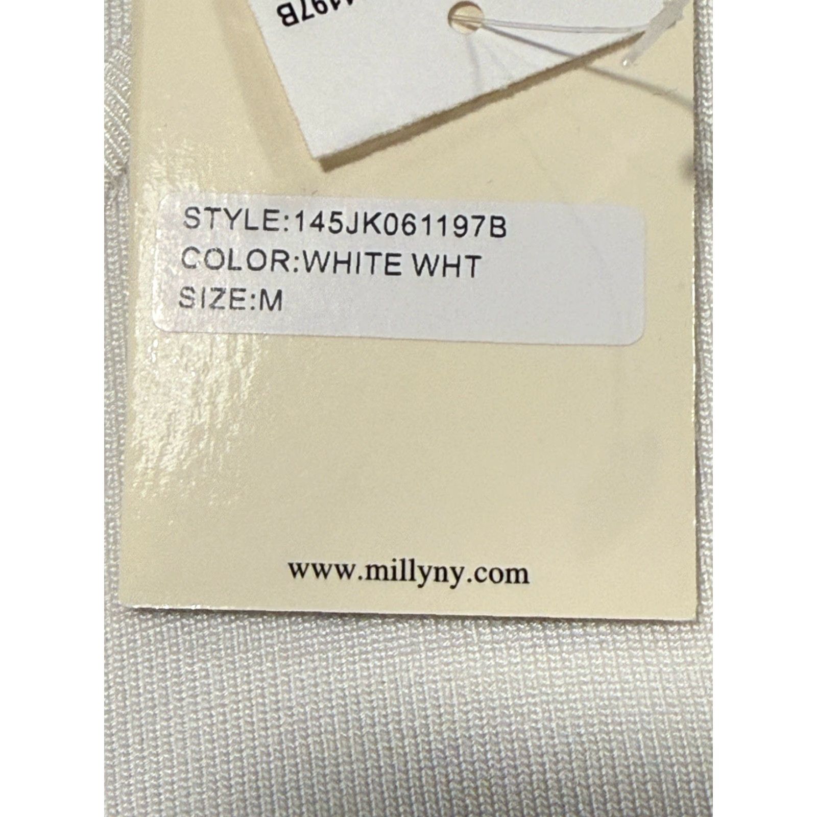 MILLY Milly Of New York White Sleeveless Knit Wool Dress M V-Neck Zipper Lined Slimming Fit & Flare Knee Length NWT Women's Designer Size M / US 6-8 / IT 42-44 - 6 Thumbnail