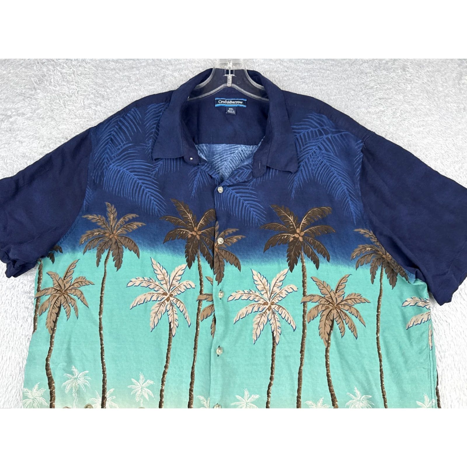 Croft & Barrow Croft & Barrow Shirt Men 2XL Blue Palm Cocktails Button Up Rayon Hawaiian Size US XXL / EU 58 / 5 - 4 Thumbnail