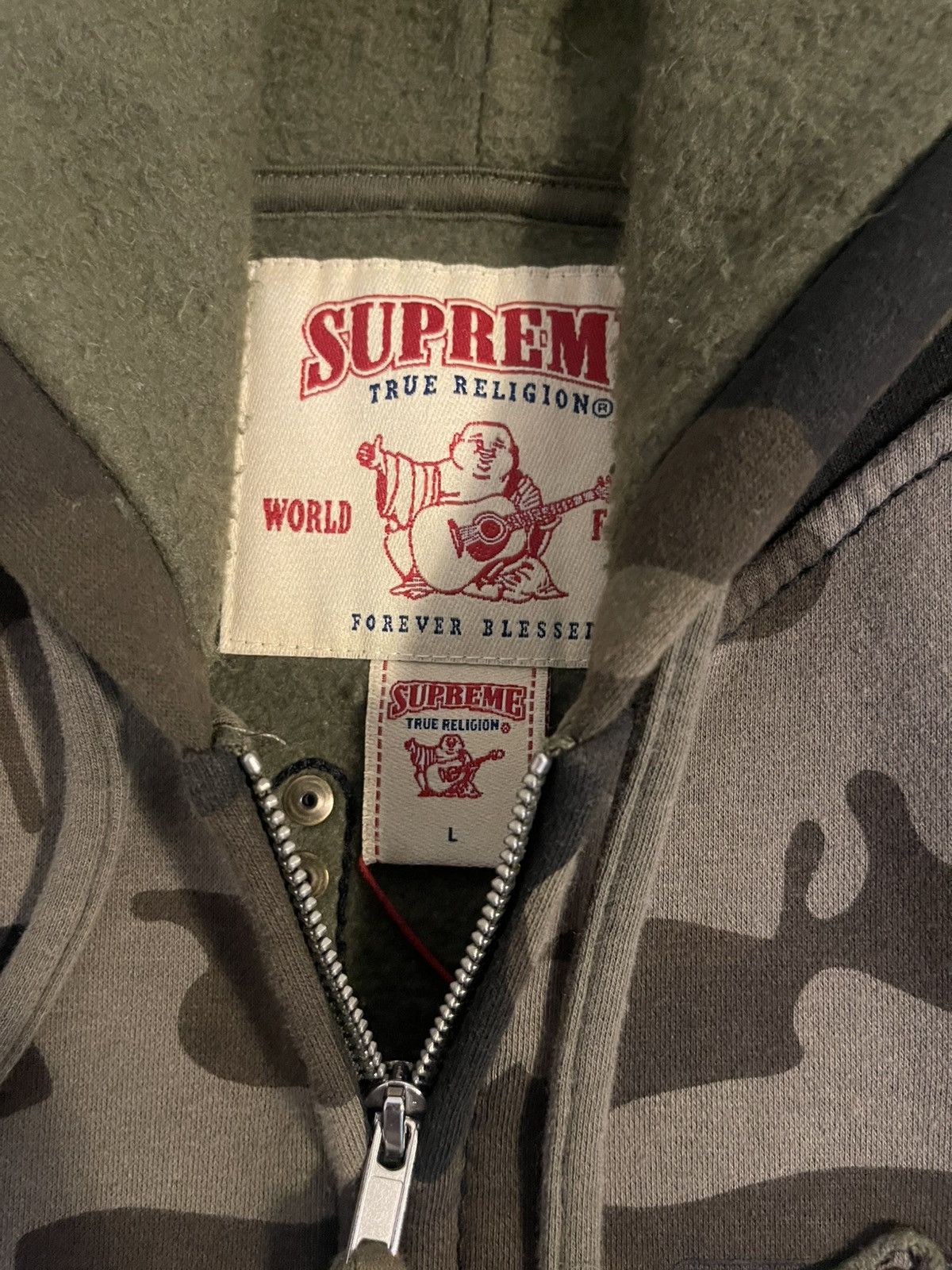 Supreme × True Religion Supreme x True Religion Camo Zip Up Sweatshirt Size US L / EU 52-54 / 3 - 6 Thumbnail
