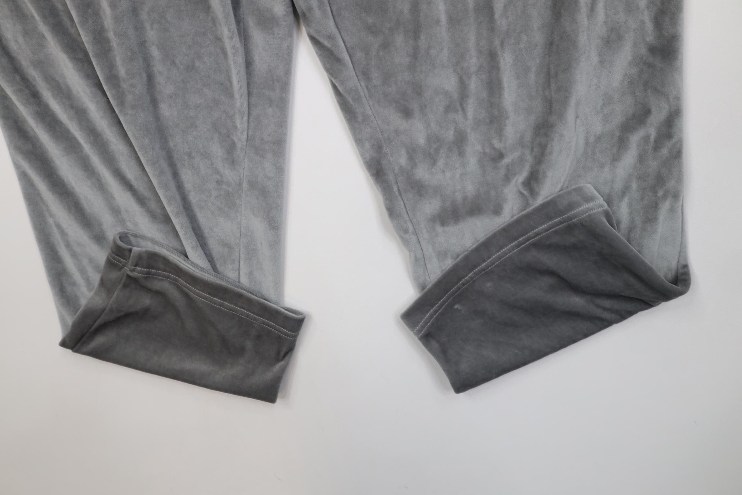 Vintage Vintage 90s Y2K Streetwear Velour Wide Leg Sweatpants Gray Size US 34 / EU 50 - 5 Thumbnail